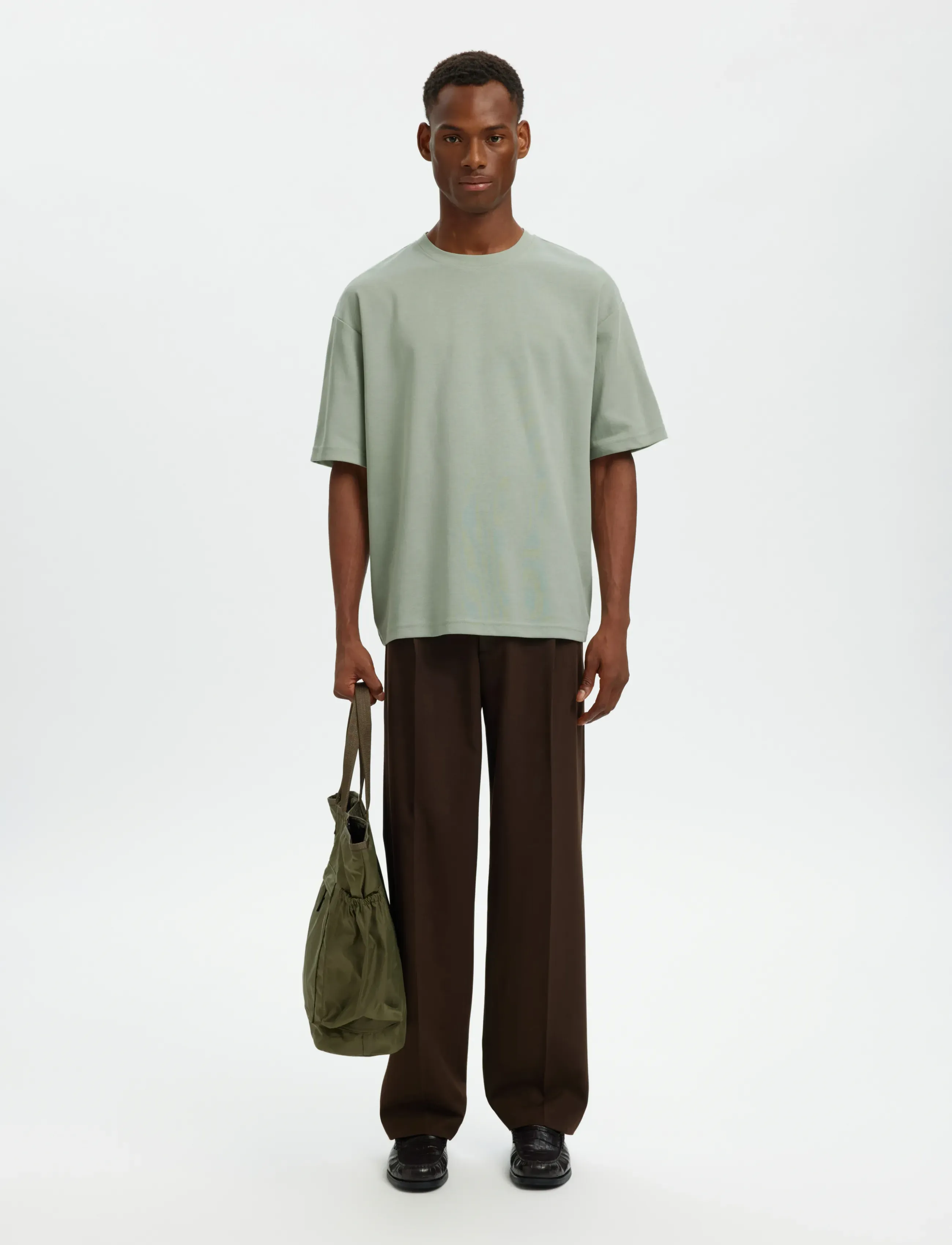 Selected - SLMLOOSEOSCAR SS O-NECK TEE NOOS - kortærmede t-shirts - aqua gray - 4