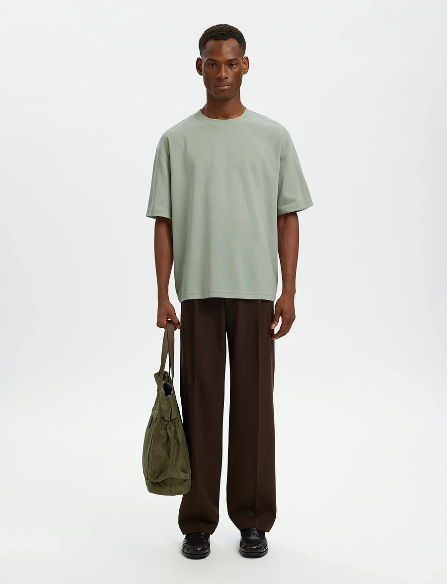 Selected - SLMLOOSEOSCAR SS O-NECK TEE NOOS - kurzärmelige t-shirts - aqua gray - 4