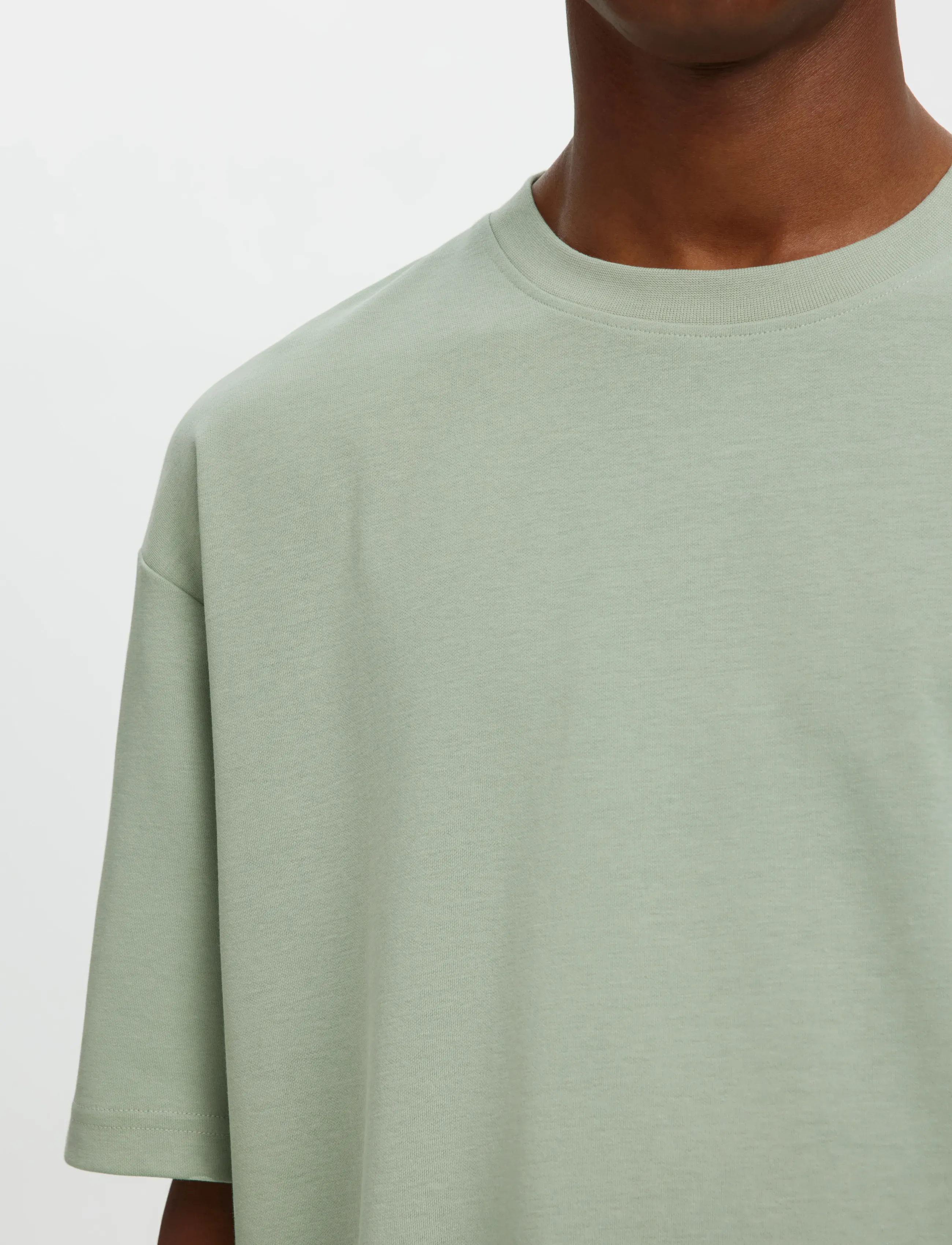 Selected - SLMLOOSEOSCAR SS O-NECK TEE NOOS - kortærmede t-shirts - aqua gray - 5