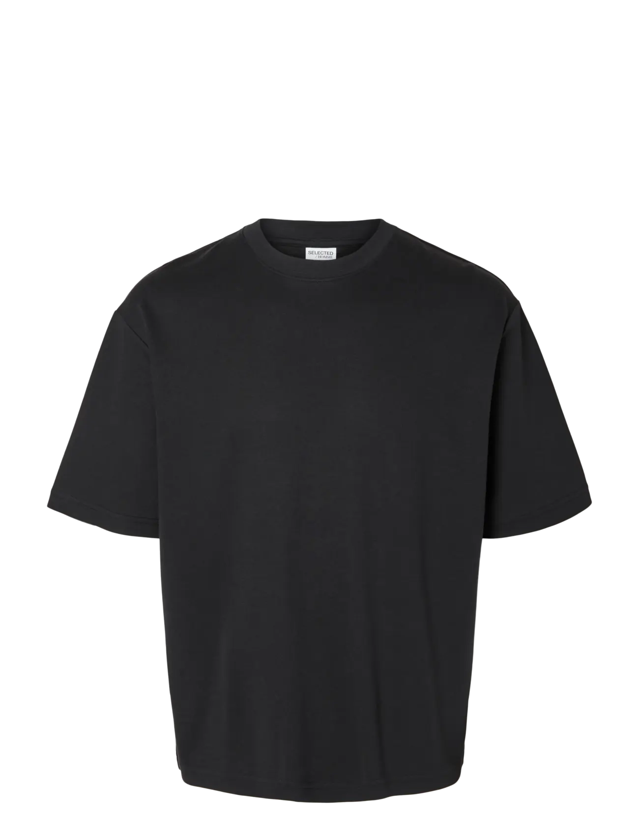 Selected SLMLOOSEOSCAR SS O-NECK TEE NOOS - T-shirts - BLACK / black