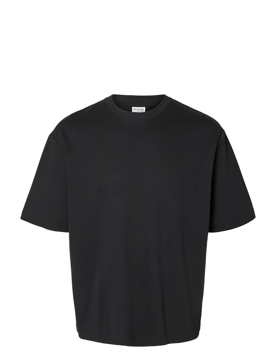 Selected - SLMLOOSEOSCAR SS O-NECK TEE NOOS - kurzärmelige t-shirts - black - 1
