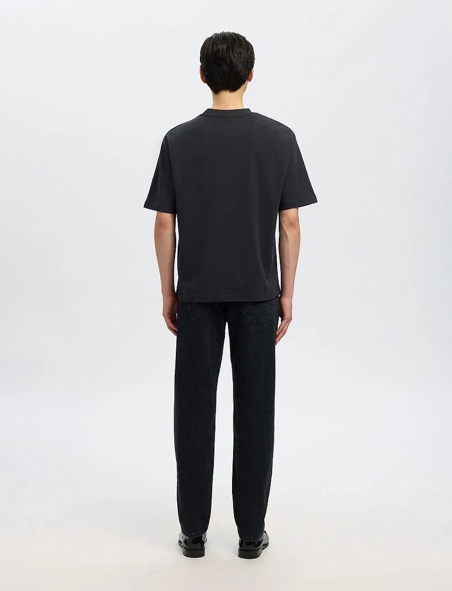 Selected - SLMLOOSEOSCAR SS O-NECK TEE NOOS - kurzärmelige t-shirts - black - 2