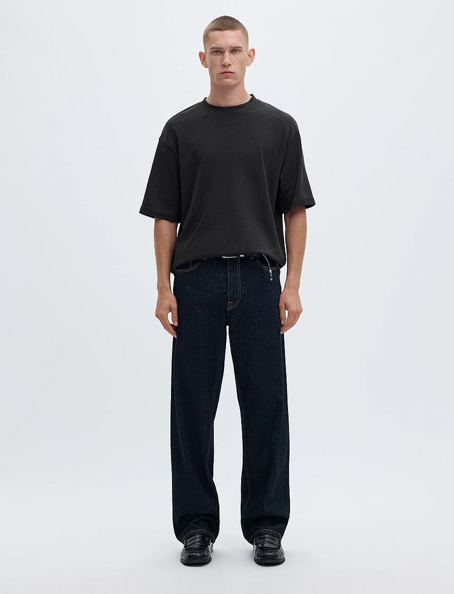 Selected - SLMLOOSEOSCAR SS O-NECK TEE NOOS - kurzärmelige t-shirts - black - 3