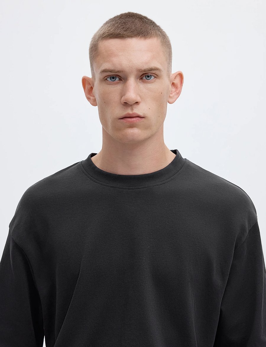 Selected - SLMLOOSEOSCAR SS O-NECK TEE NOOS - kurzärmelige t-shirts - black - 4
