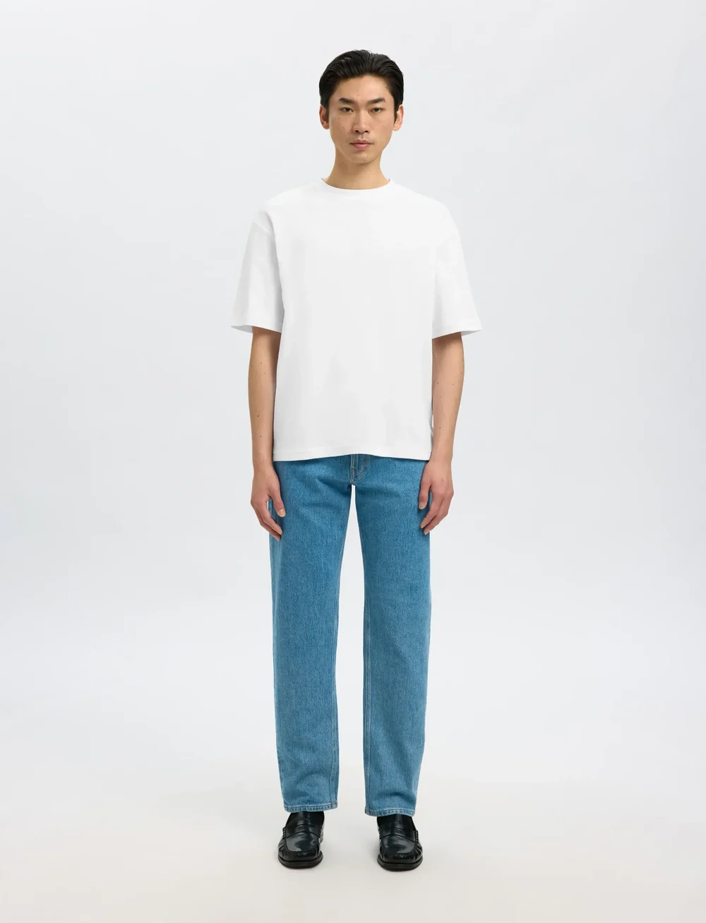 Selected - SLHLOOSEOSCAR SS O-NECK TEE NOOS - kortærmede t-shirts - bright white - 0