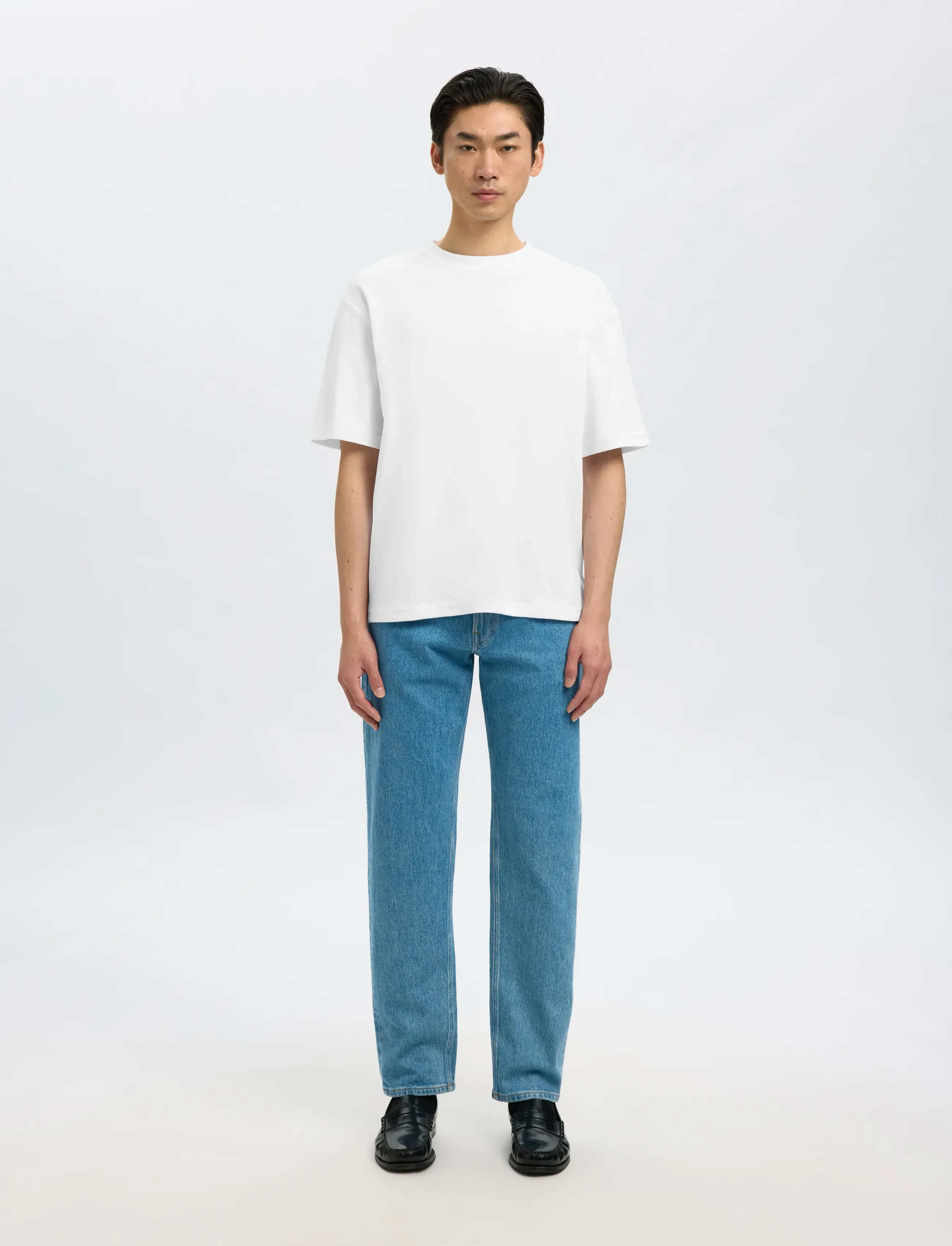 Selected SLMLOOSEOSCAR SS O-NECK TEE NOOS - Deals - BRIGHT WHITE / white