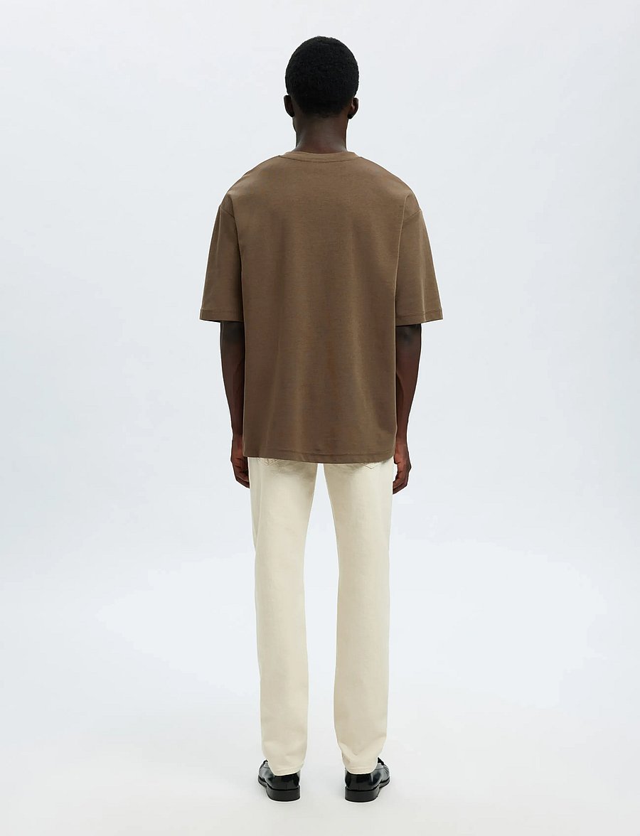 Selected - SLMLOOSEOSCAR SS O-NECK TEE NOOS - kurzärmelige t-shirts - chocolate chip - 2
