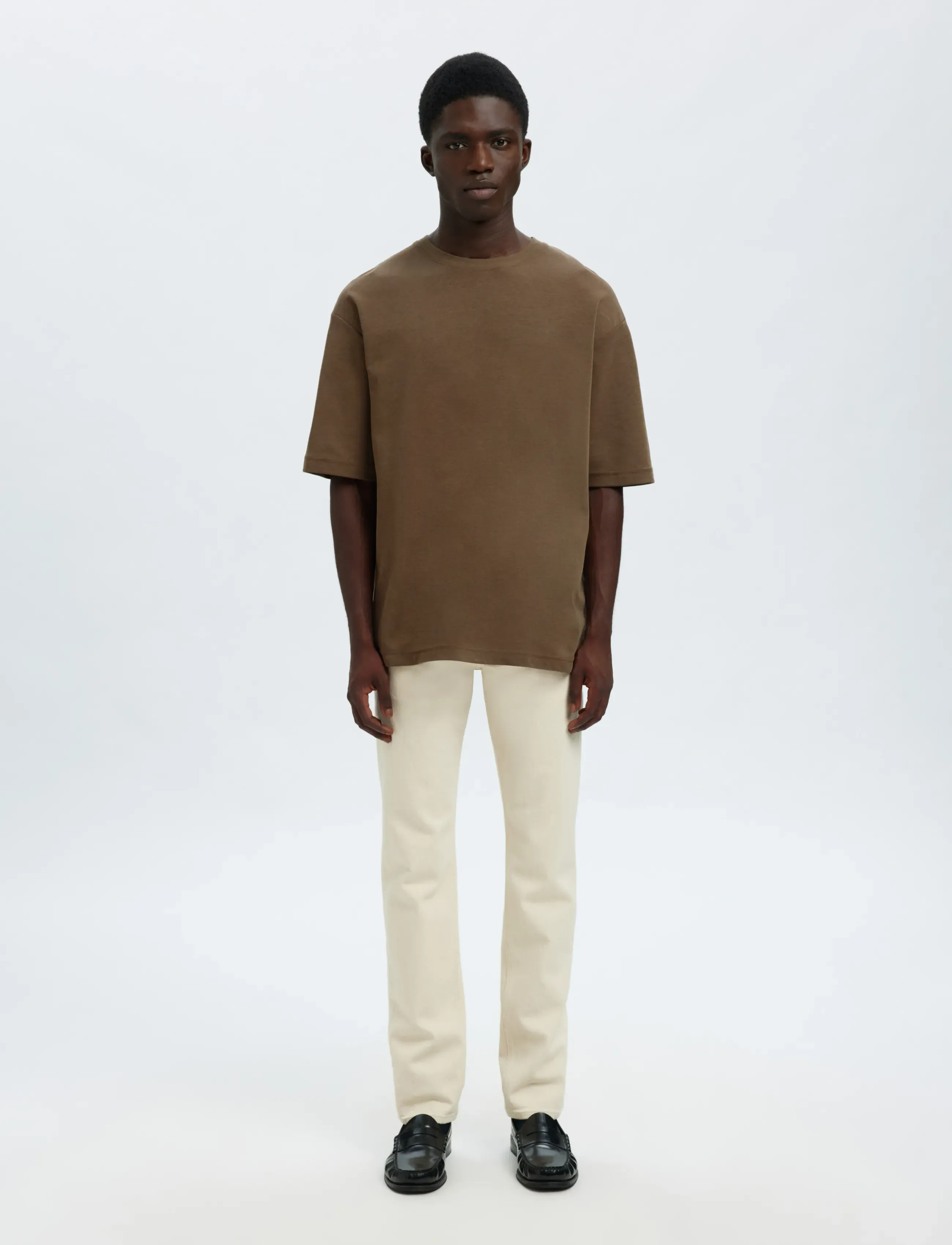 Selected - SLMLOOSEOSCAR SS O-NECK TEE NOOS - kortærmede t-shirts - chocolate chip - 3