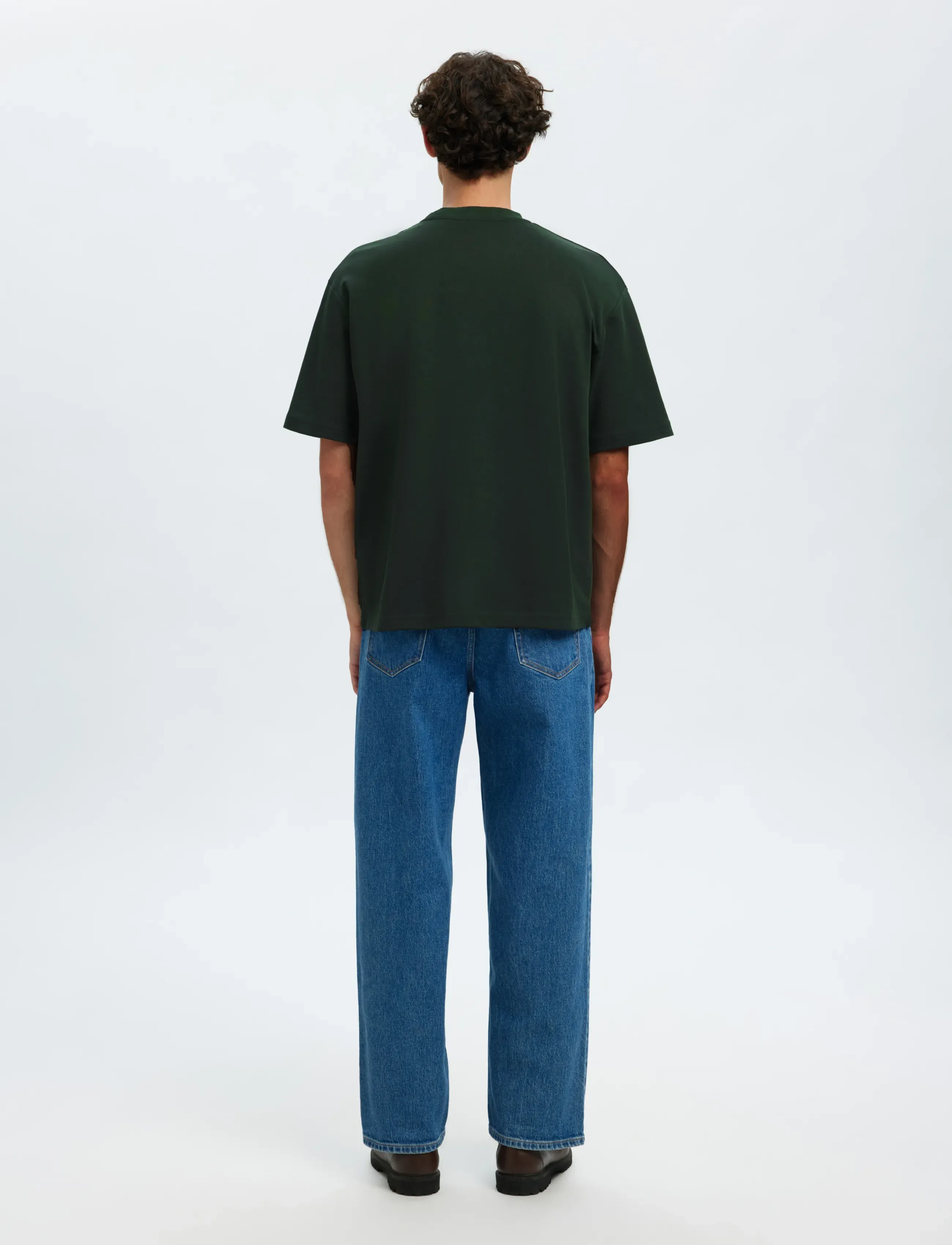 Selected - SLMLOOSEOSCAR SS O-NECK TEE NOOS - kortærmede t-shirts - deep forest - 2