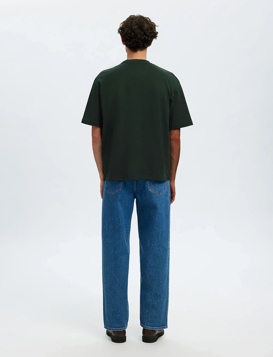 Selected - SLMLOOSEOSCAR SS O-NECK TEE NOOS - kurzärmelige t-shirts - deep forest - 2