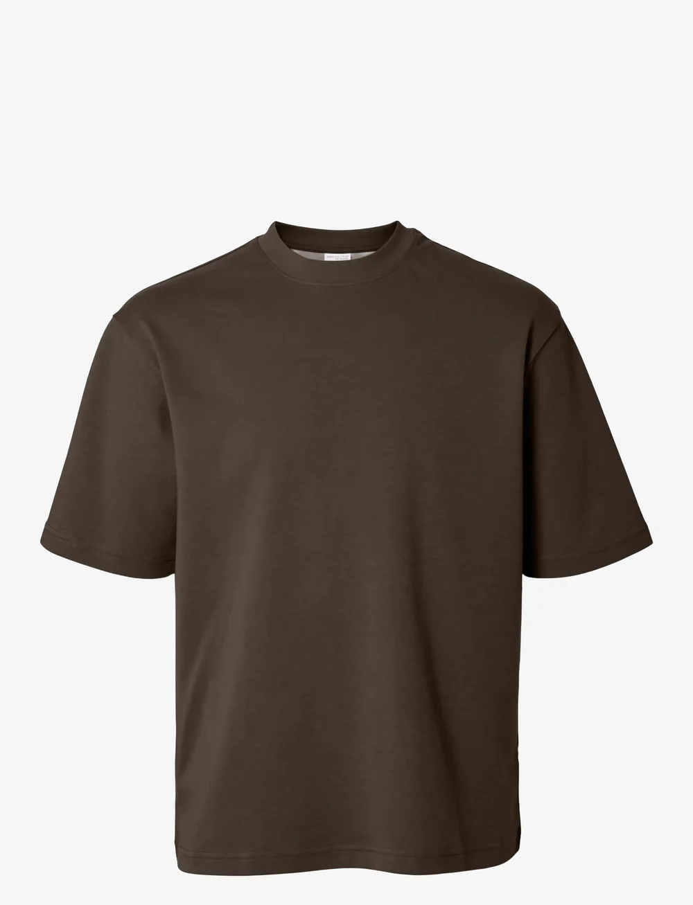 Selected - SLHLOOSEOSCAR SS O-NECK TEE NOOS - lühikeste varrukatega t-särgid - demitasse - 1