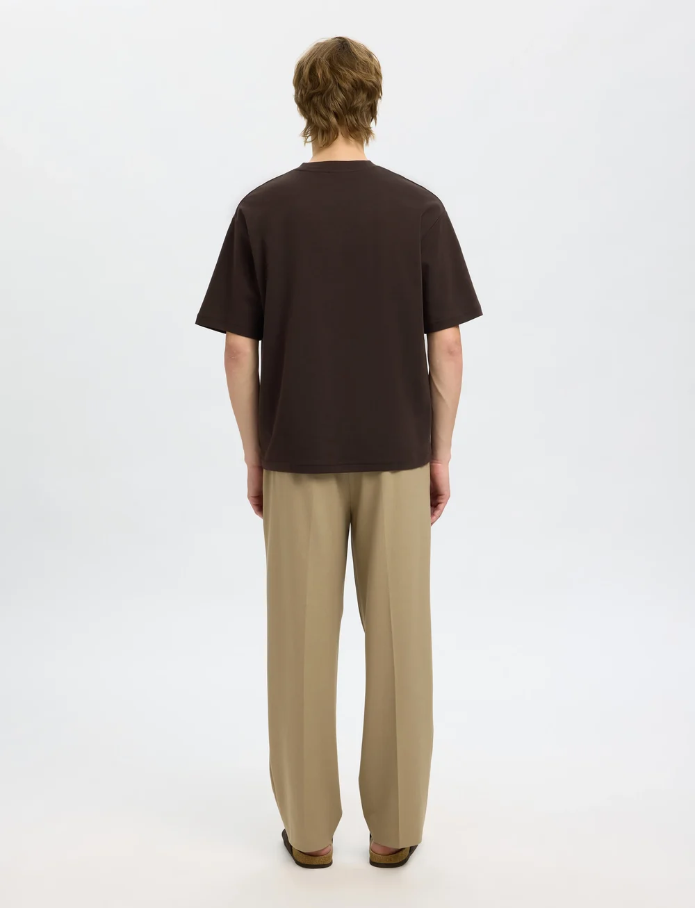 Selected - SLHLOOSEOSCAR SS O-NECK TEE NOOS - lühikeste varrukatega t-särgid - demitasse - 2