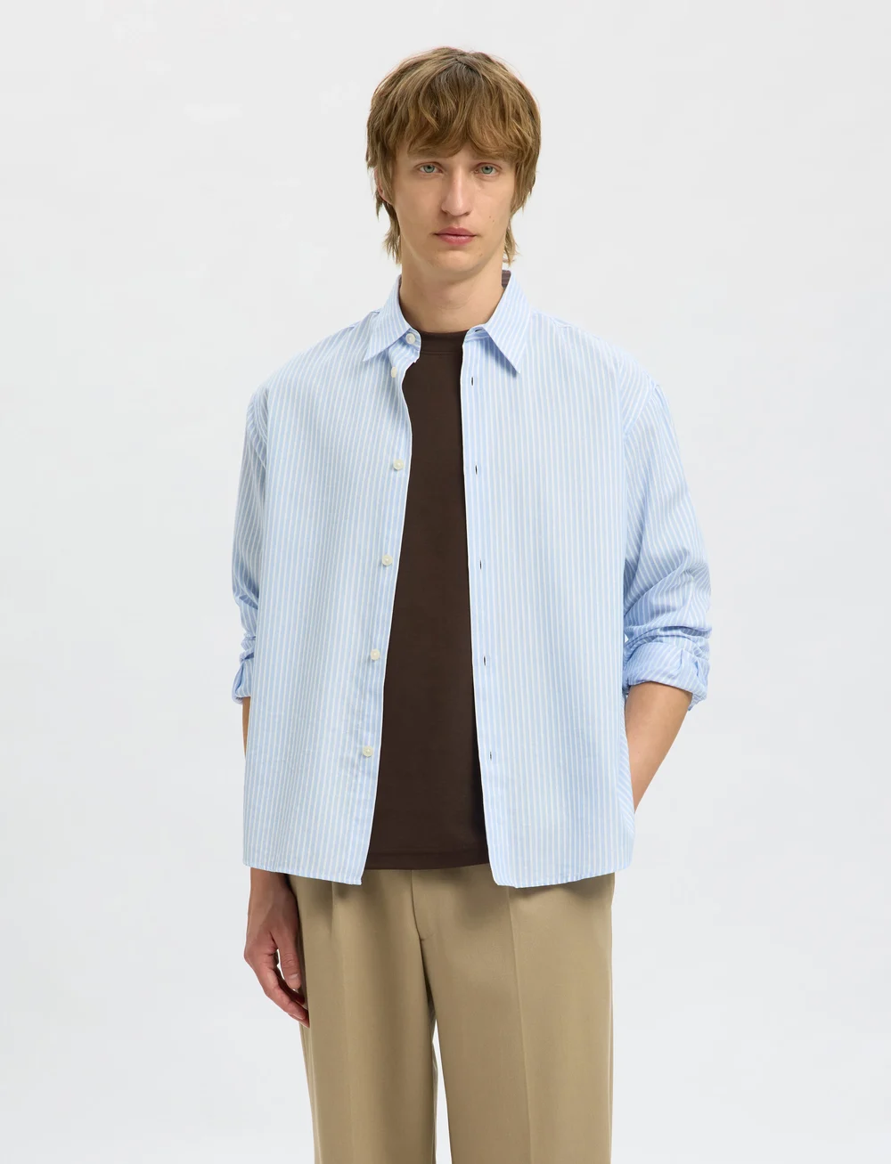 Selected - SLHLOOSEOSCAR SS O-NECK TEE NOOS - lühikeste varrukatega t-särgid - demitasse - 4