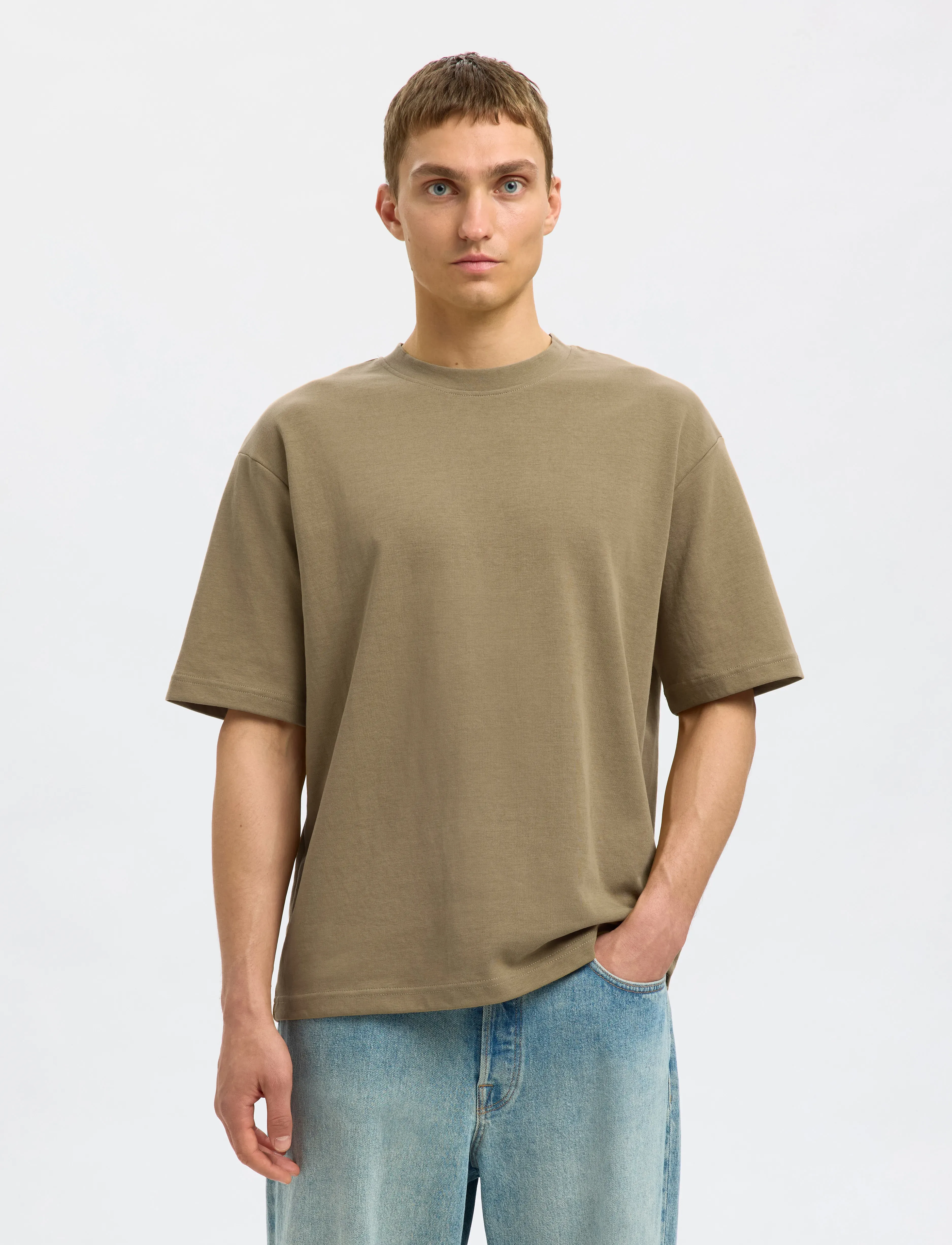 Selected - SLMLOOSEOSCAR SS O-NECK TEE NOOS - kortærmede t-shirts - kelp - 3