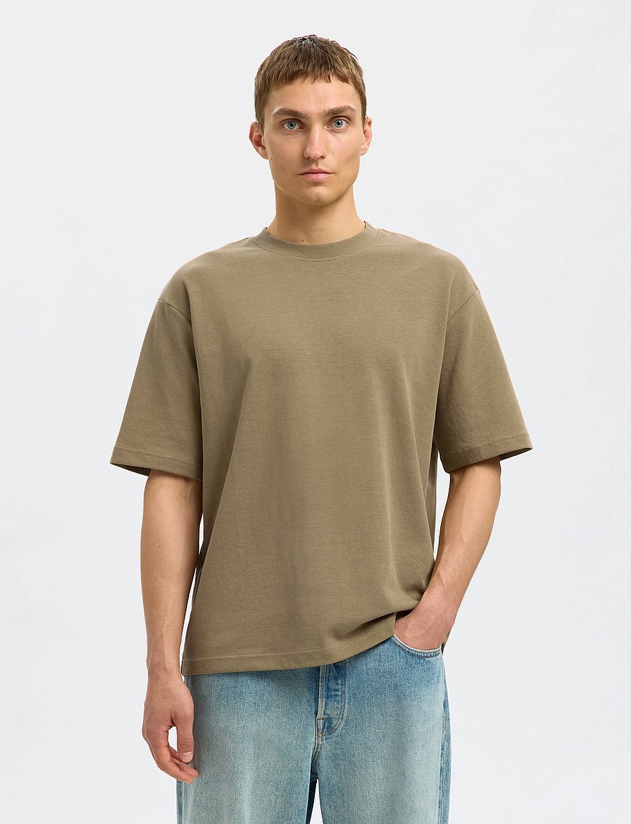 Selected - SLMLOOSEOSCAR SS O-NECK TEE NOOS - kurzärmelige t-shirts - kelp - 3