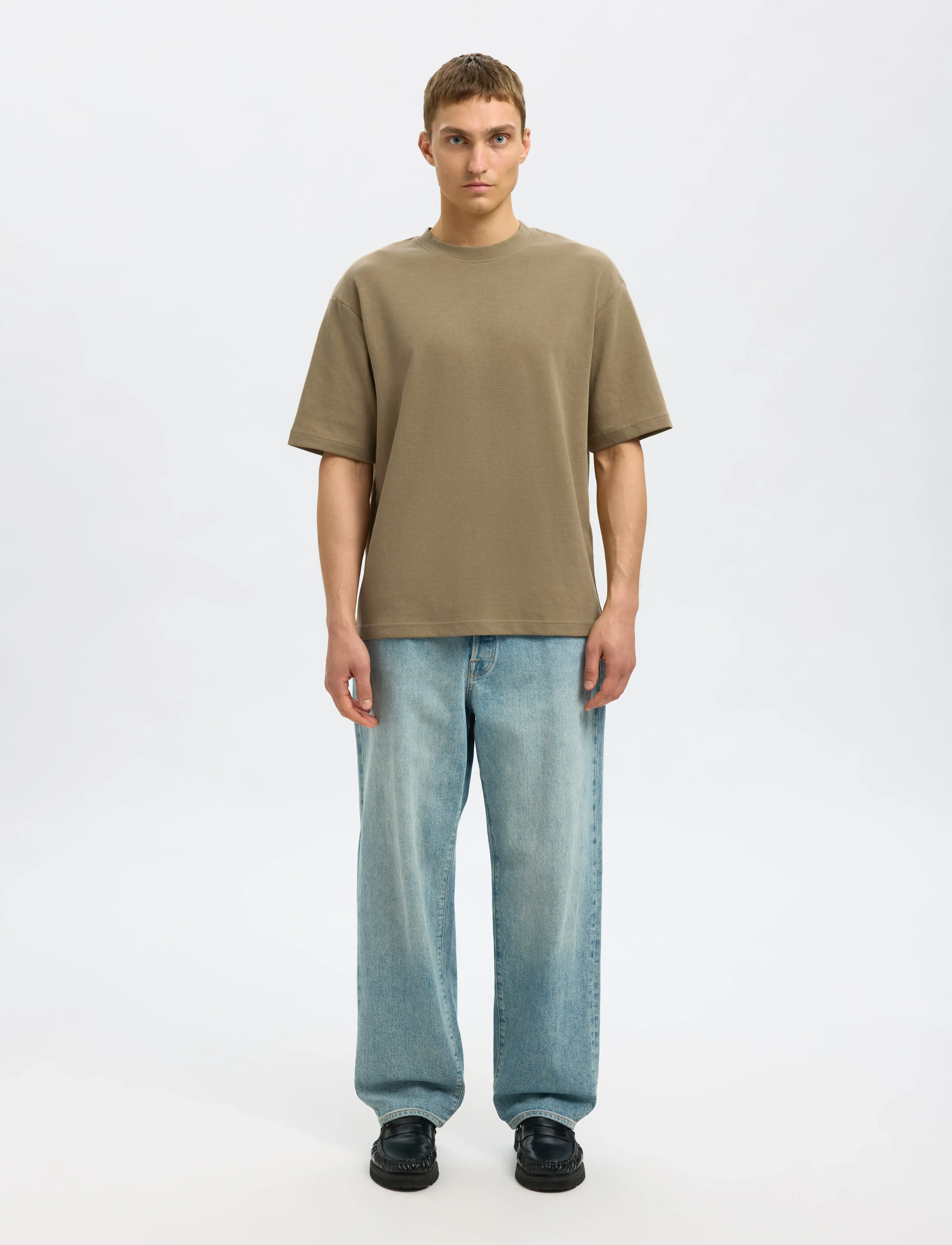 Selected - SLMLOOSEOSCAR SS O-NECK TEE NOOS - kortærmede t-shirts - kelp - 4
