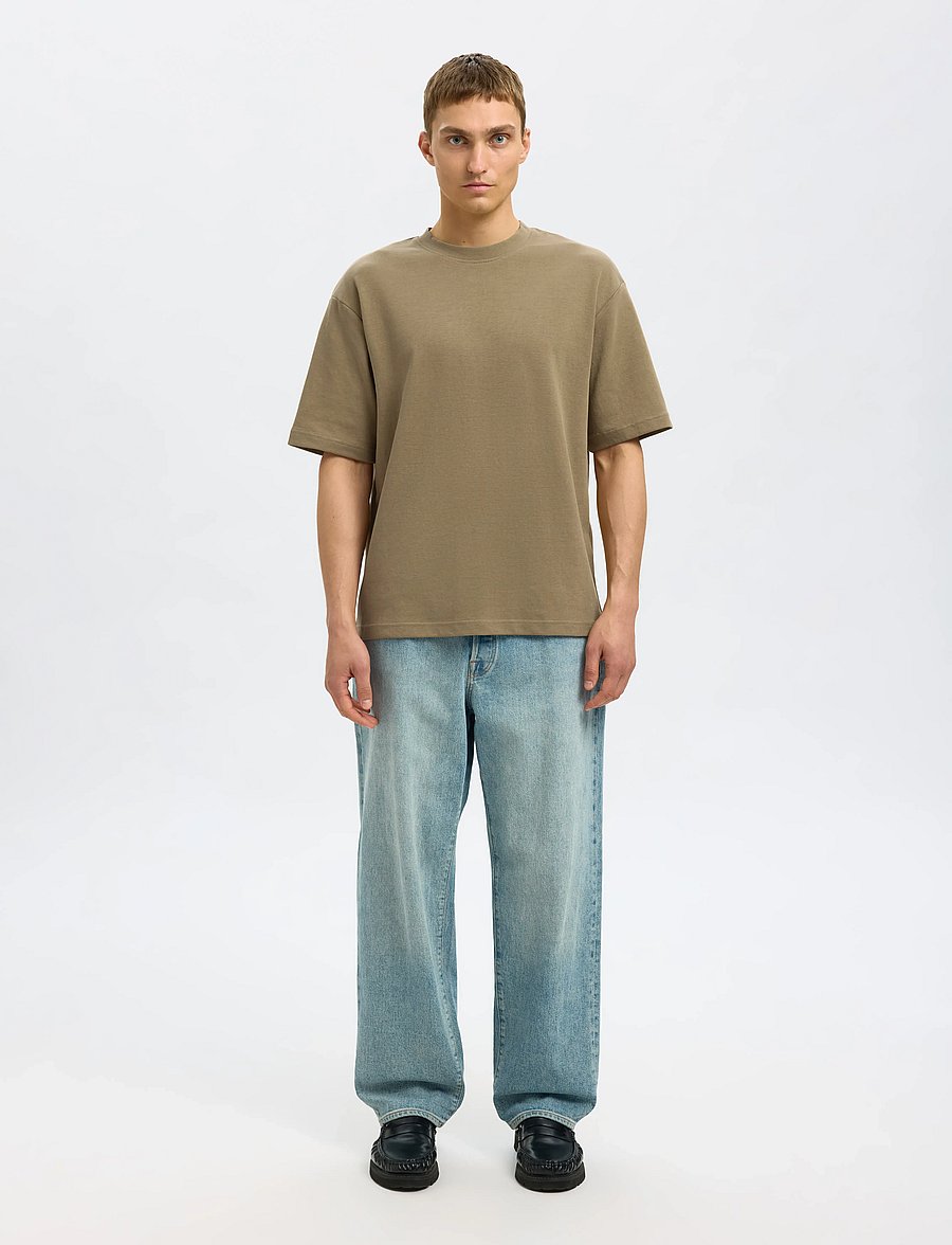 Selected - SLMLOOSEOSCAR SS O-NECK TEE NOOS - kurzärmelige t-shirts - kelp - 4