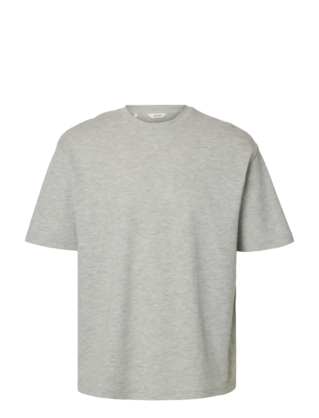 Selected SLMLOOSEOSCAR SS O-NECK TEE NOOS - T-shirts - LIGHT GREY MELANGE / grey