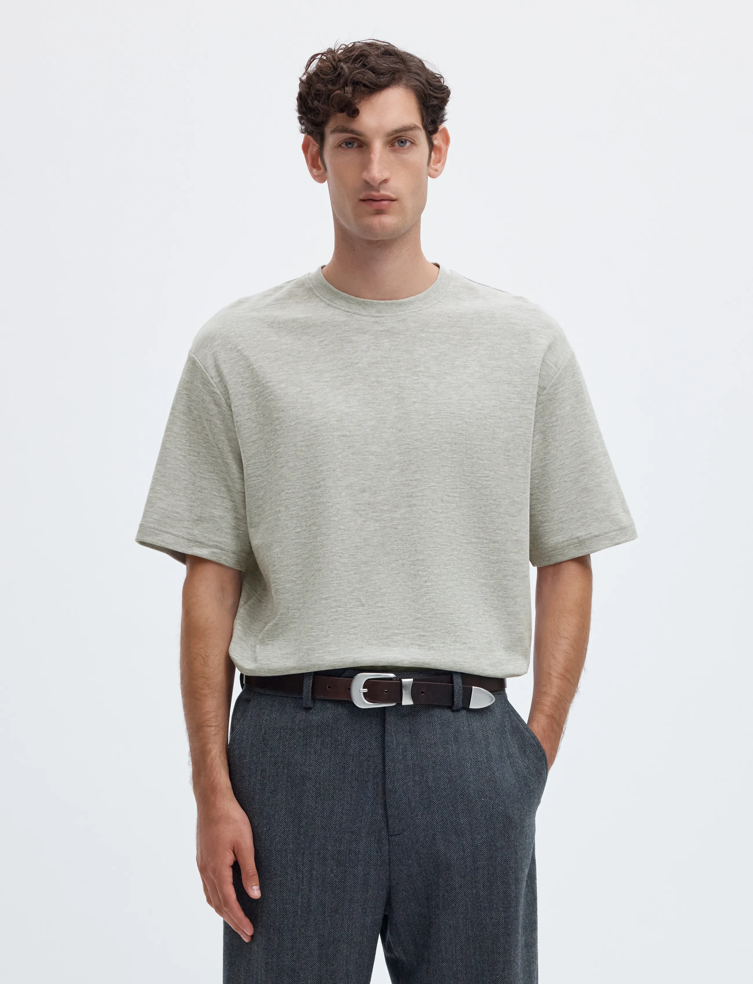 Selected SLHLOOSEOSCAR SS O-NECK TEE NOOS - Kleidung - LIGHT GREY MELANGE / grey