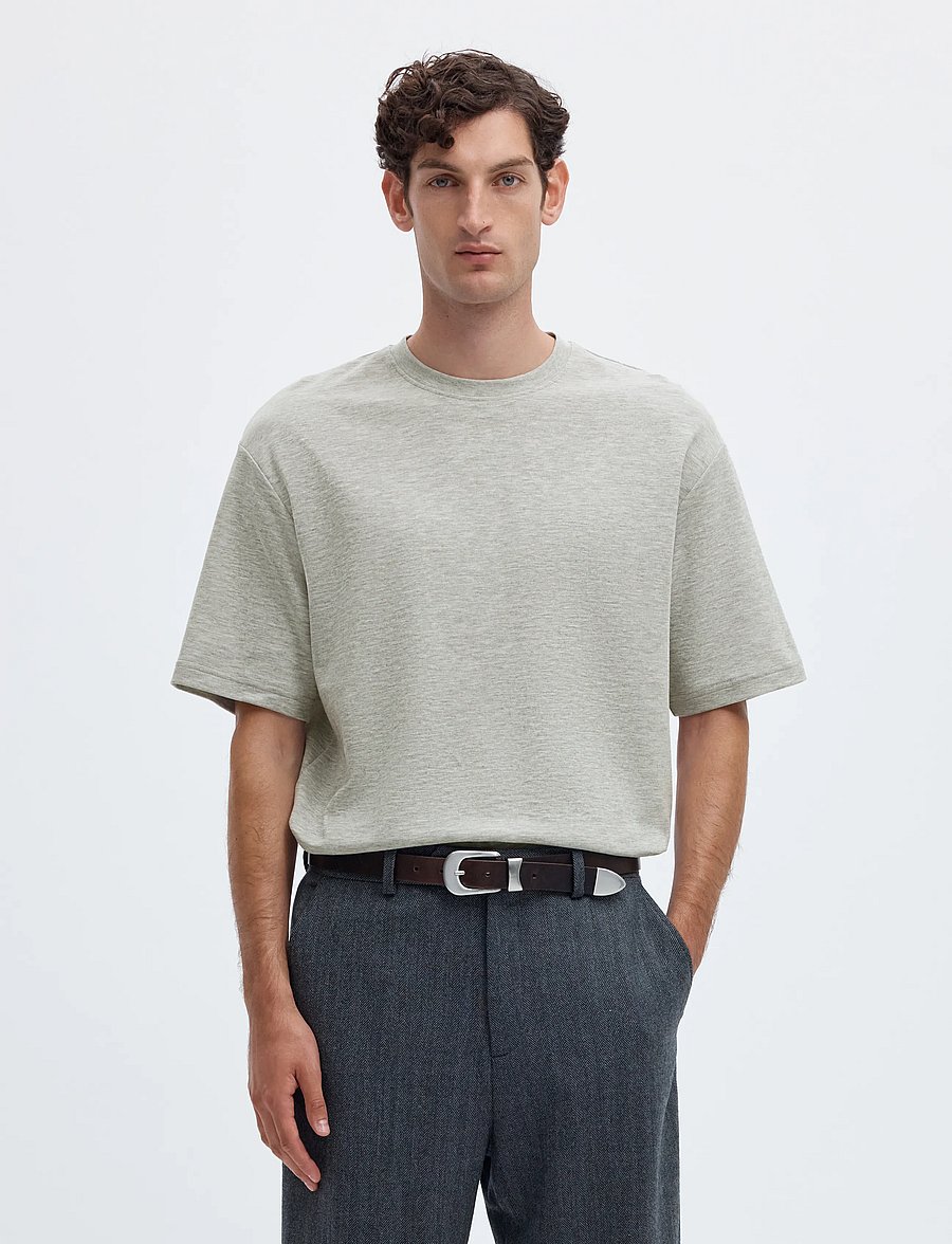 Selected - SLMLOOSEOSCAR SS O-NECK TEE NOOS - kurzärmelige t-shirts - light grey melange - 0