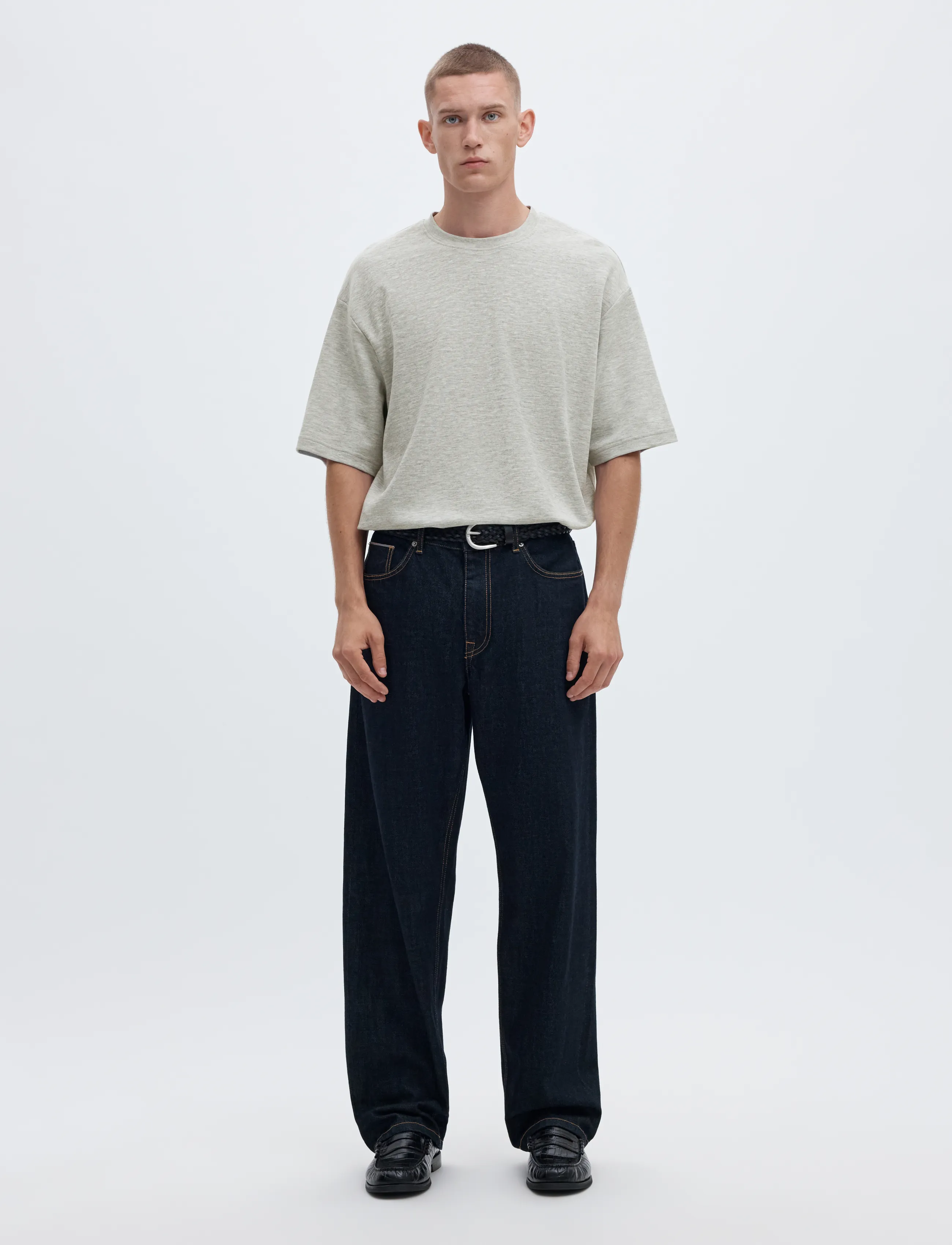 Selected - SLMLOOSEOSCAR SS O-NECK TEE NOOS - efterårstøj - light grey melange - 3