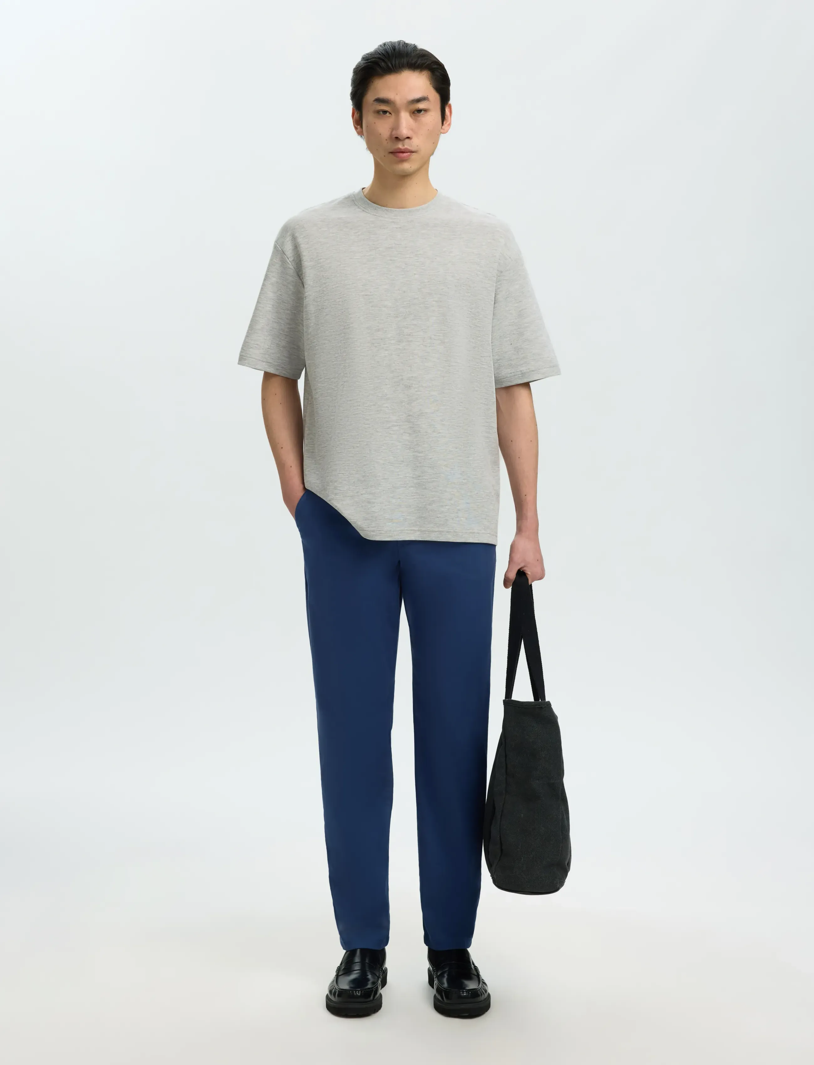 Selected - SLMLOOSEOSCAR SS O-NECK TEE NOOS - kortærmede t-shirts - light grey melange - 3