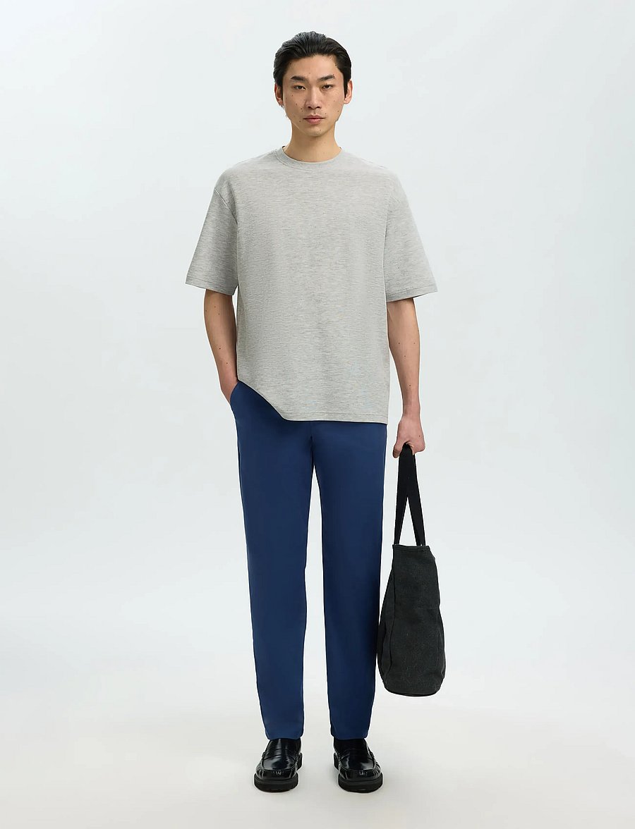 Selected - SLMLOOSEOSCAR SS O-NECK TEE NOOS - kurzärmelige t-shirts - light grey melange - 3