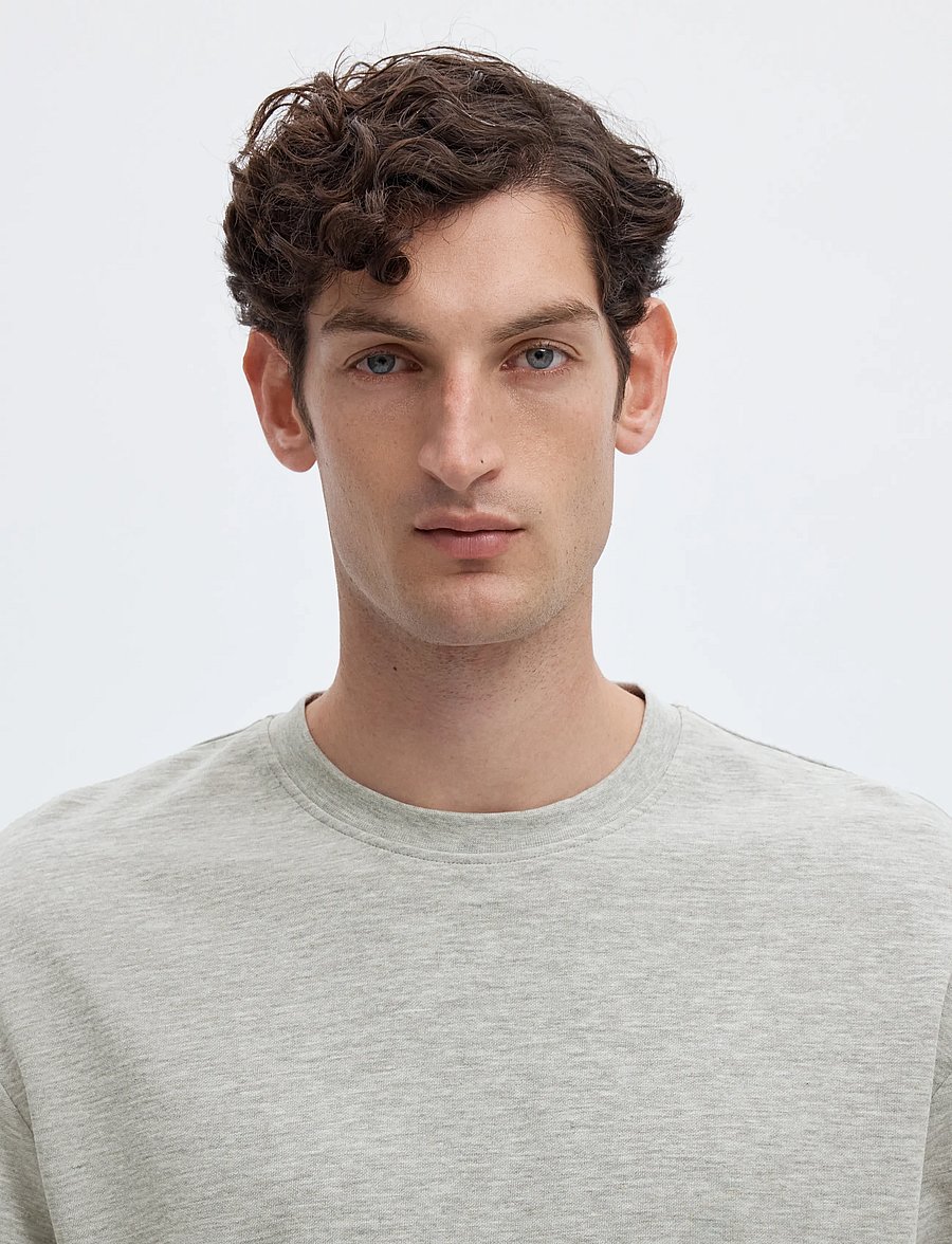 Selected - SLMLOOSEOSCAR SS O-NECK TEE NOOS - kurzärmelige t-shirts - light grey melange - 4