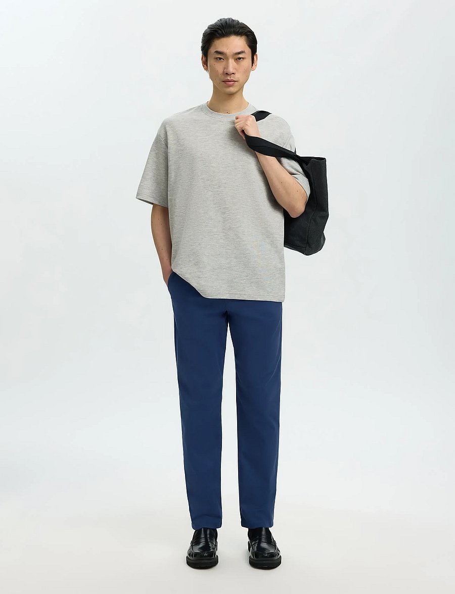 Selected - SLMLOOSEOSCAR SS O-NECK TEE NOOS - kurzärmelige t-shirts - light grey melange - 5