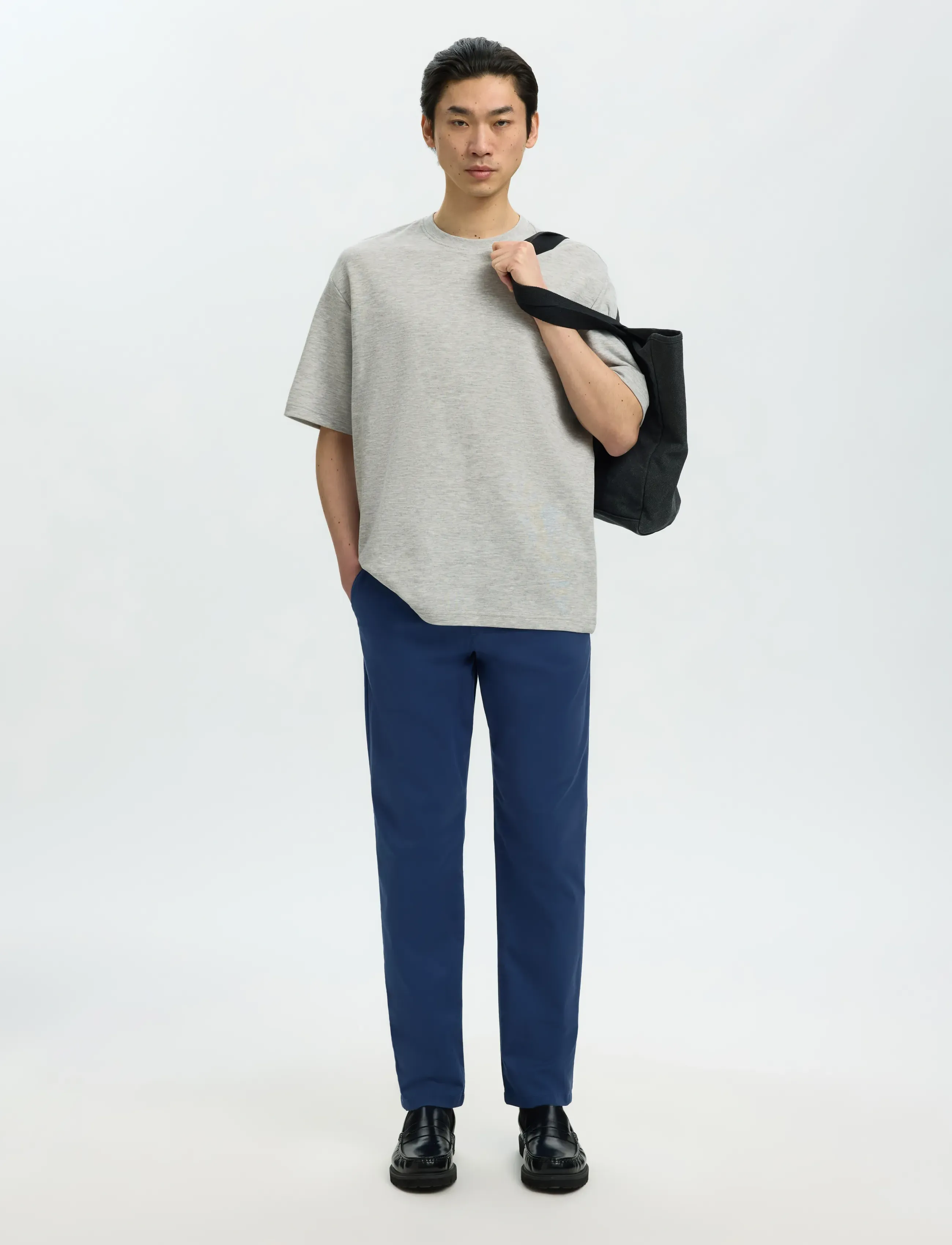 Selected - SLMLOOSEOSCAR SS O-NECK TEE NOOS - kortærmede t-shirts - light grey melange - 5