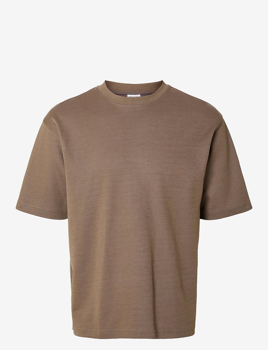Selected - SLMLOOSEOSCAR SS O-NECK TEE NOOS - kurzärmelige t-shirts - morel - 1