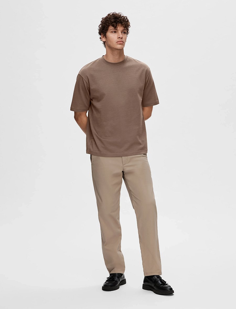 Selected - SLMLOOSEOSCAR SS O-NECK TEE NOOS - kurzärmelige t-shirts - morel - 0