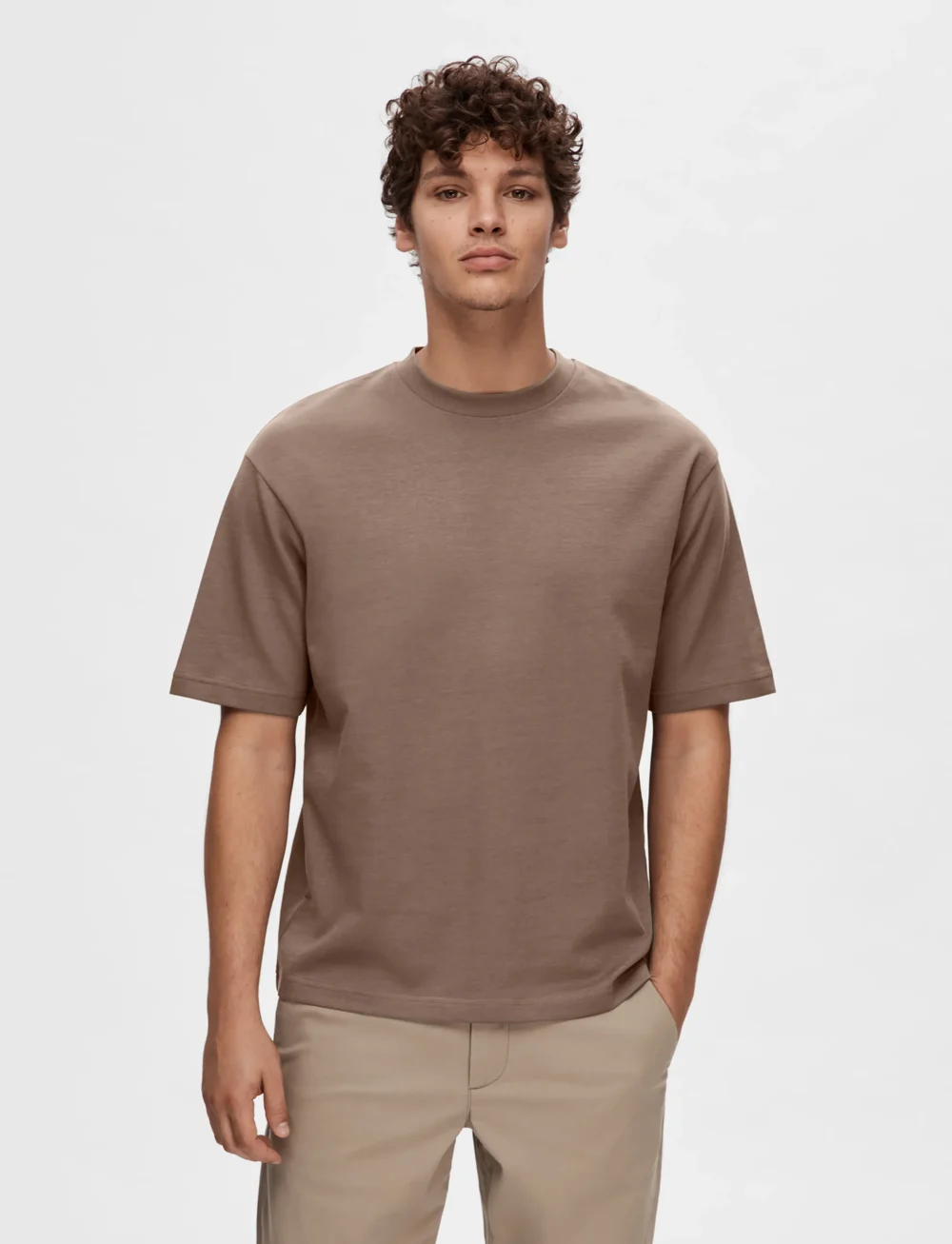 Selected - SLHLOOSEOSCAR SS O-NECK TEE NOOS - korte mouwen - morel - 3