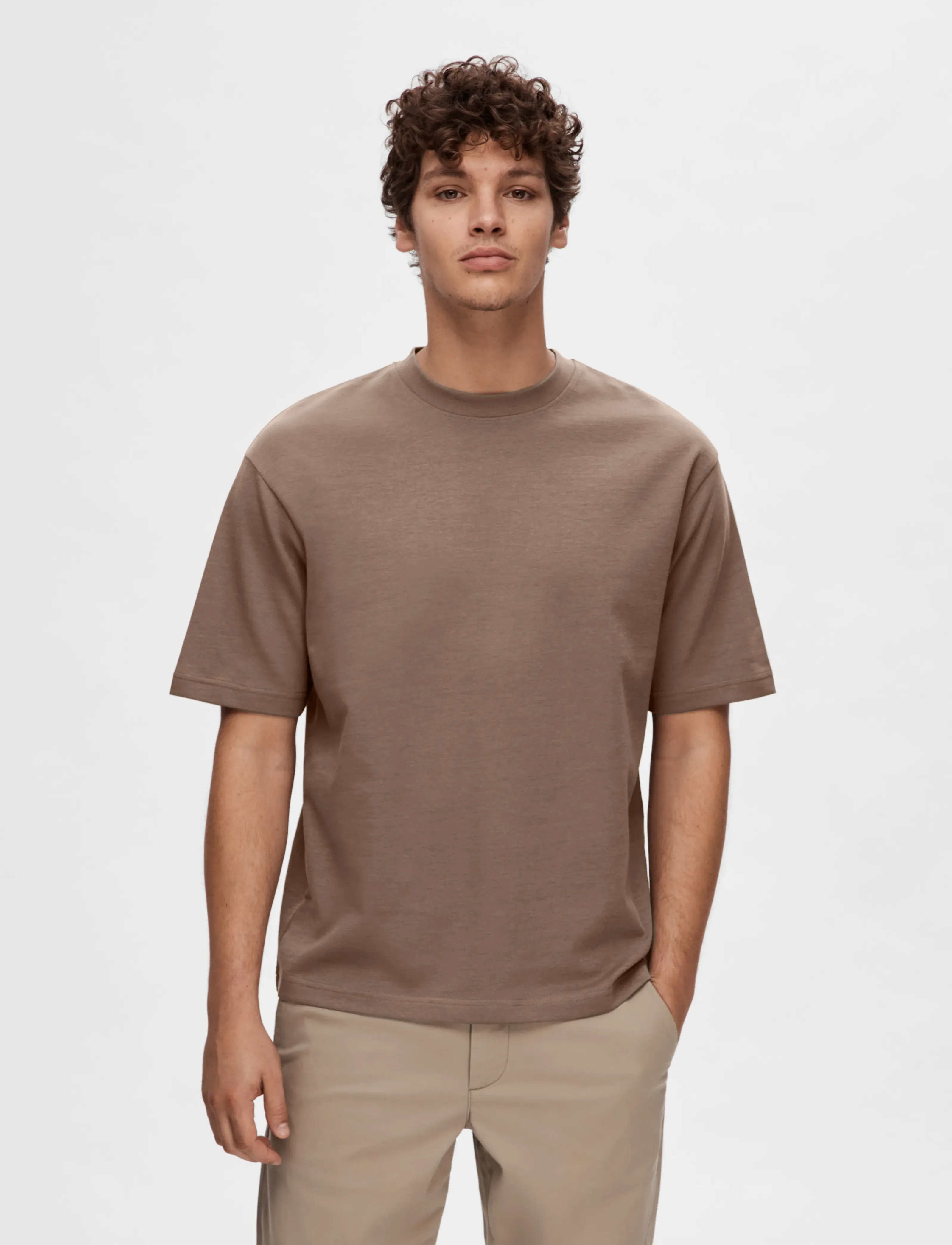 Selected - SLMLOOSEOSCAR SS O-NECK TEE NOOS - kortærmede t-shirts - morel - 3