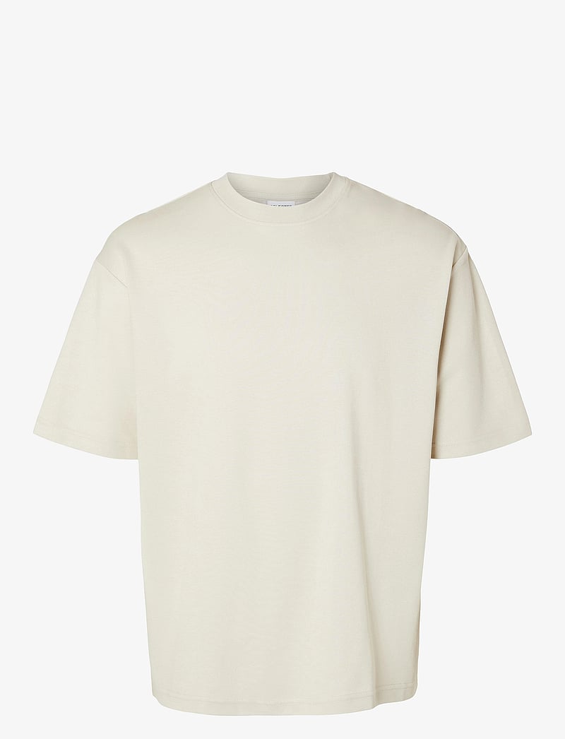 Selected - SLHLOOSEOSCAR SS O-NECK TEE NOOS - kurzärmelig - oatmeal - 1