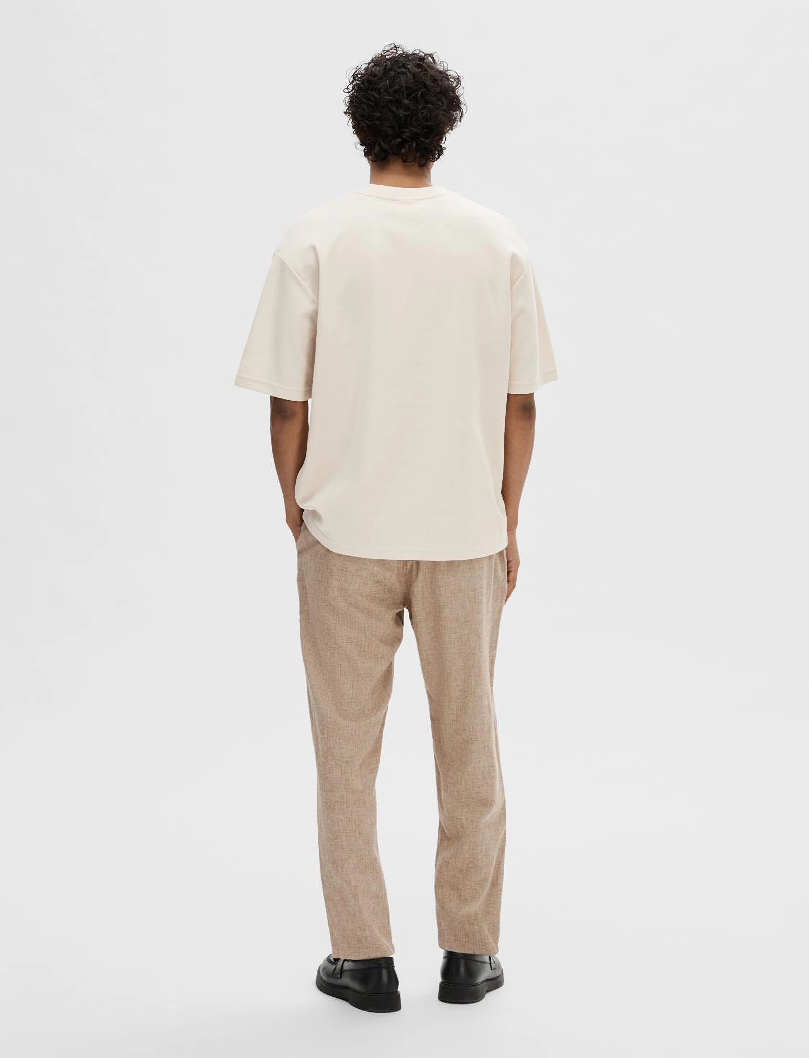 Selected - SLMLOOSEOSCAR SS O-NECK TEE NOOS - laveste priser - oatmeal - 3