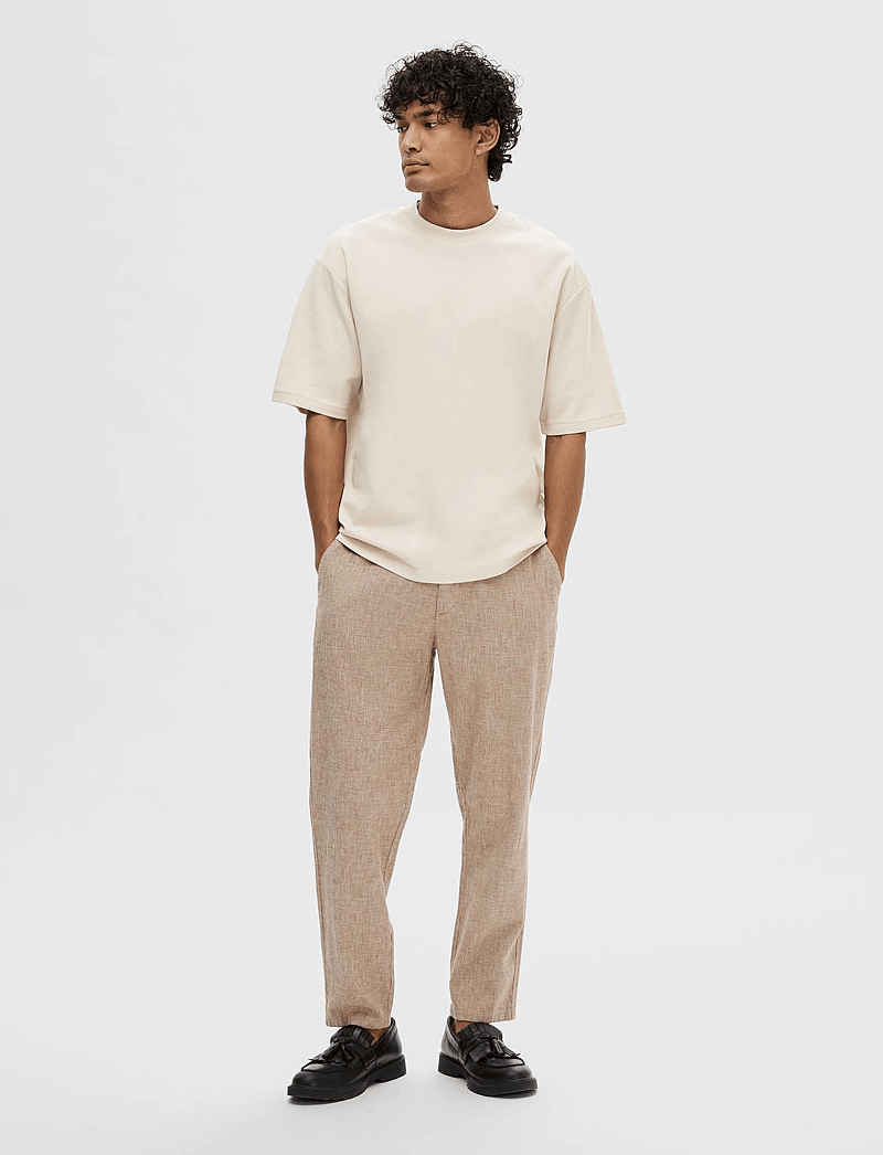 Selected - SLHLOOSEOSCAR SS O-NECK TEE NOOS - kurzärmelig - oatmeal - 4