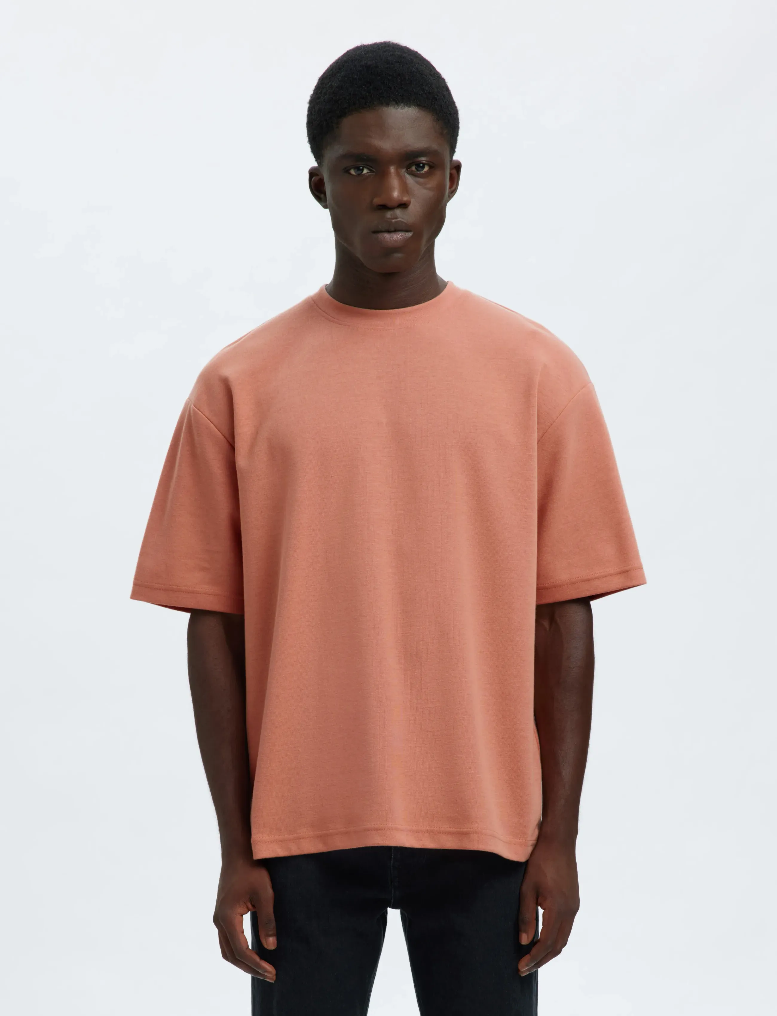 Selected SLHLOOSEOSCAR SS O-NECK TEE NOOS - Kurzärmelig - ROSE DAWN / coral