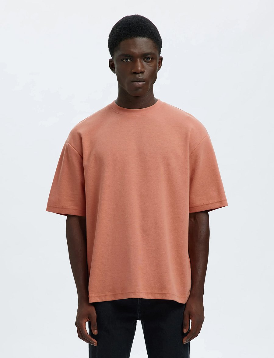 Selected - SLMLOOSEOSCAR SS O-NECK TEE NOOS - kurzärmelige t-shirts - rose dawn - 0