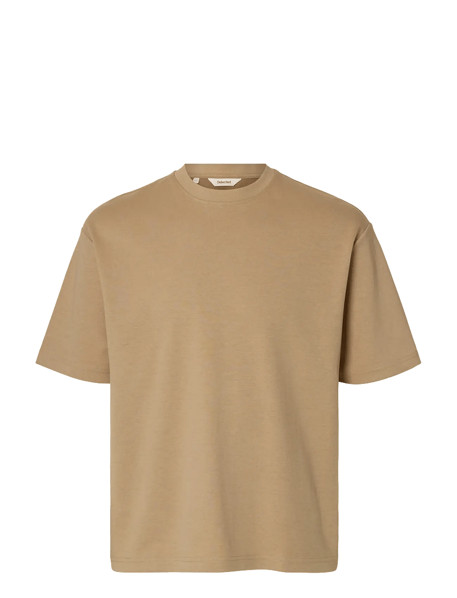 Selected - SLMLOOSEOSCAR SS O-NECK TEE NOOS - kurzärmelige t-shirts - savannah tan - 1