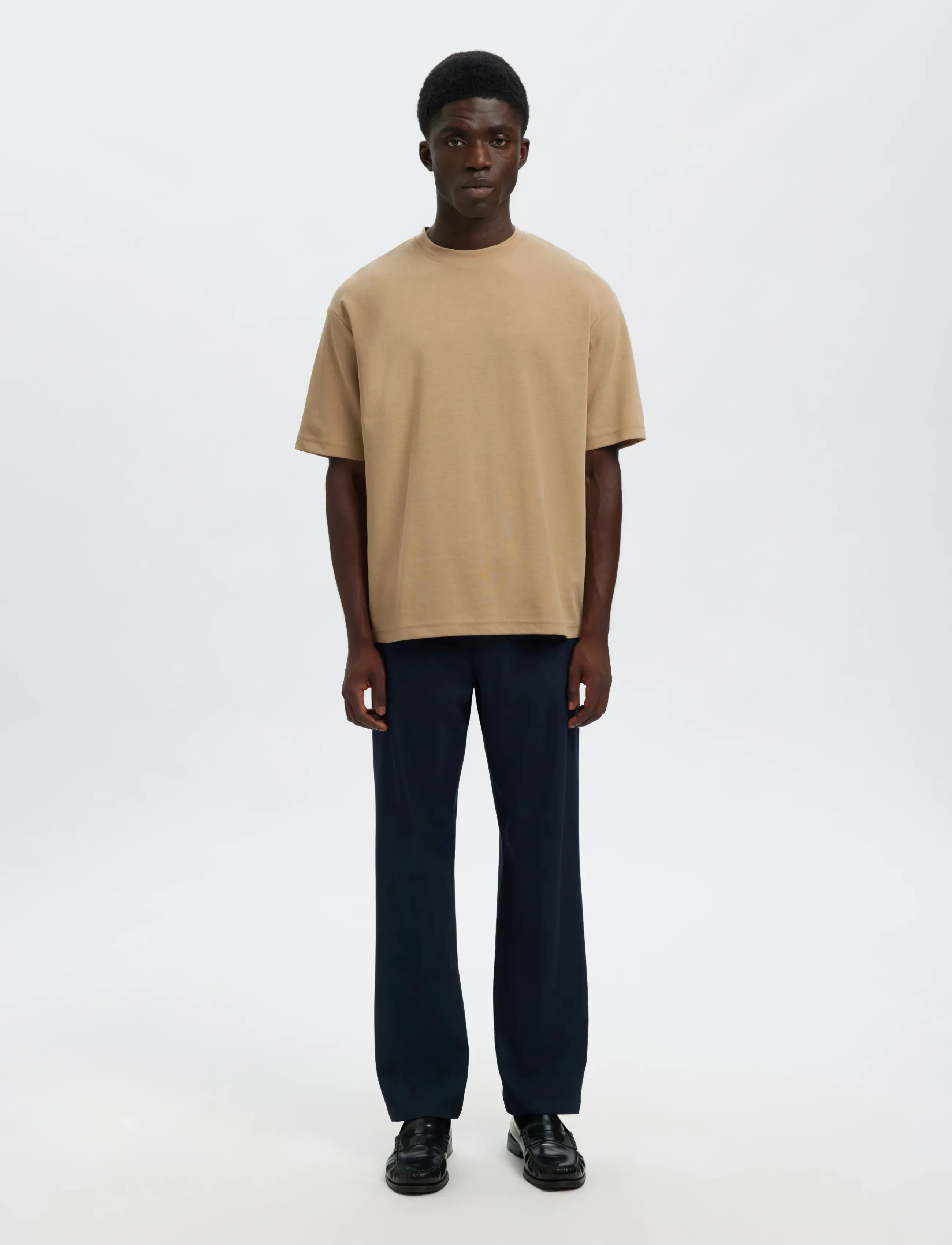 Selected - SLMLOOSEOSCAR SS O-NECK TEE NOOS - kortærmede t-shirts - savannah tan - 3