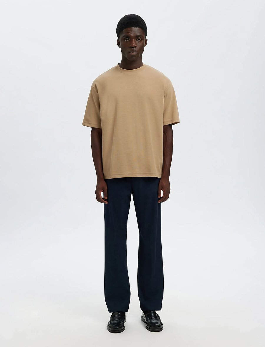 Selected - SLMLOOSEOSCAR SS O-NECK TEE NOOS - kurzärmelige t-shirts - savannah tan - 3