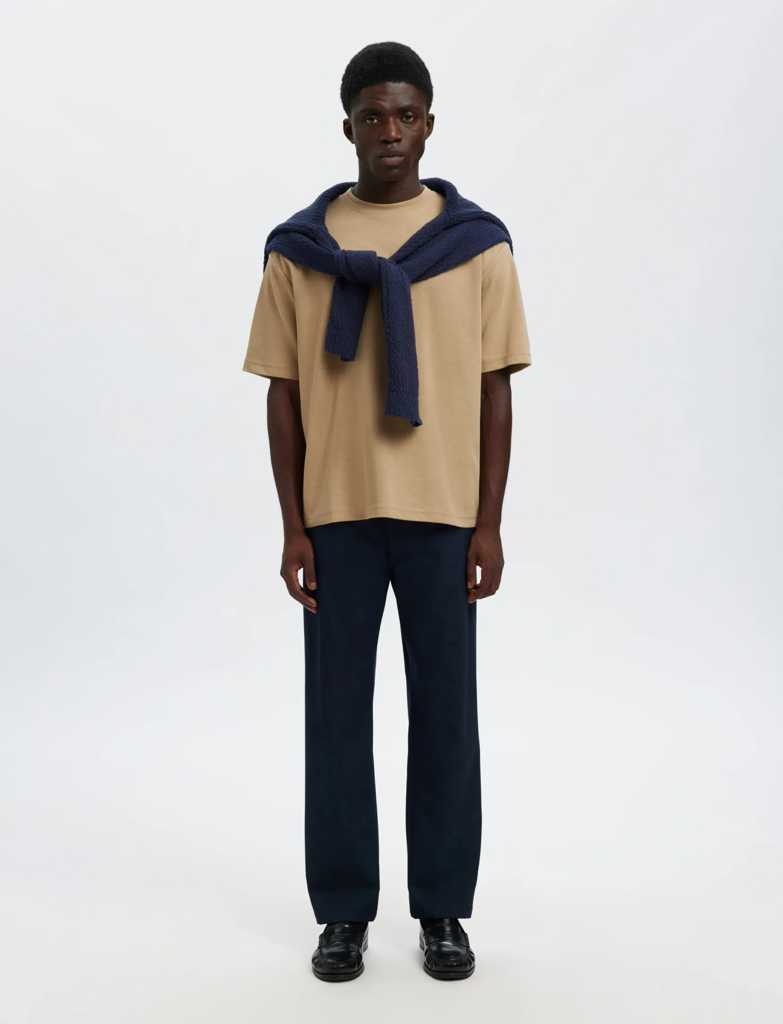 Selected - SLMLOOSEOSCAR SS O-NECK TEE NOOS - kortærmede t-shirts - savannah tan - 4