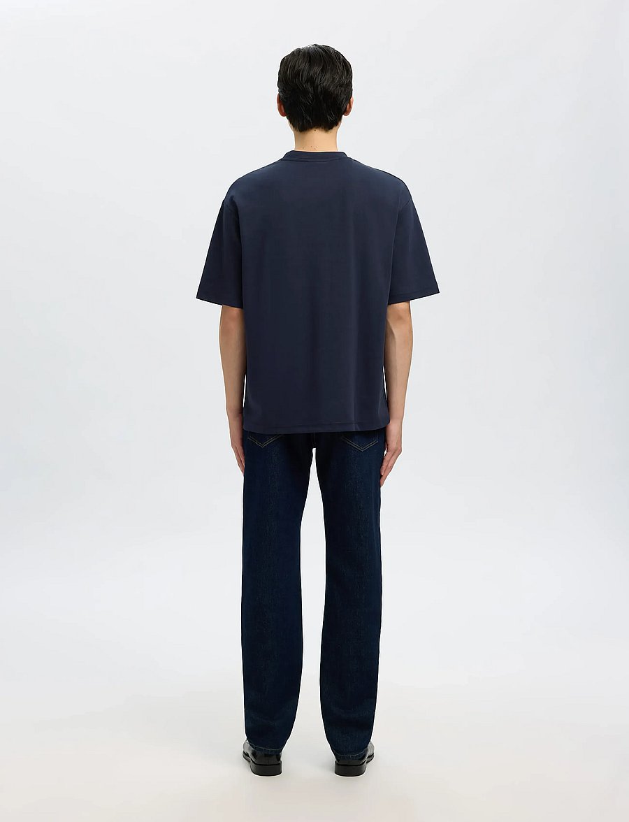 Selected - SLMLOOSEOSCAR SS O-NECK TEE NOOS - kurzärmelige t-shirts - sky captain - 2