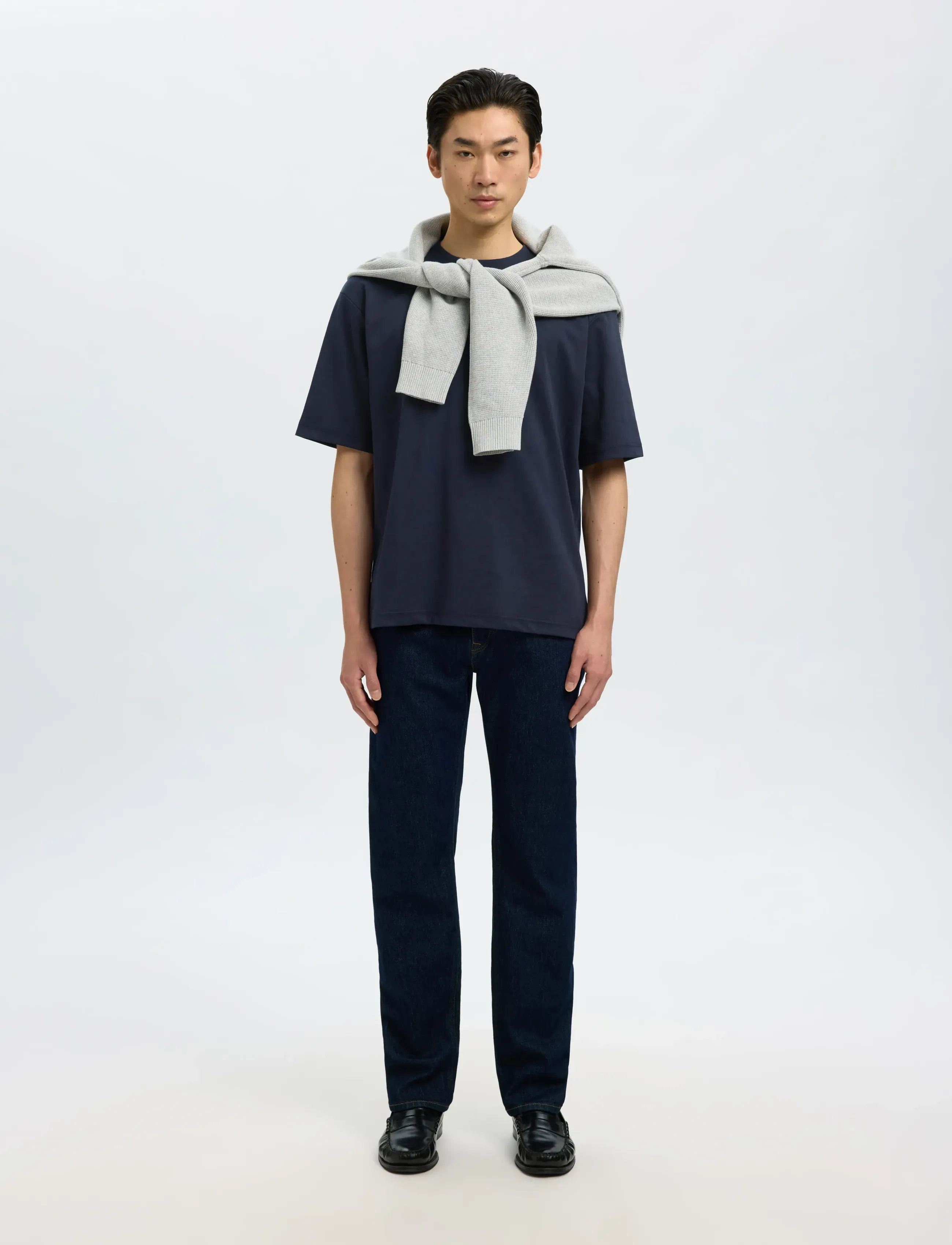 Selected - SLMLOOSEOSCAR SS O-NECK TEE NOOS - kortærmede t-shirts - sky captain - 3