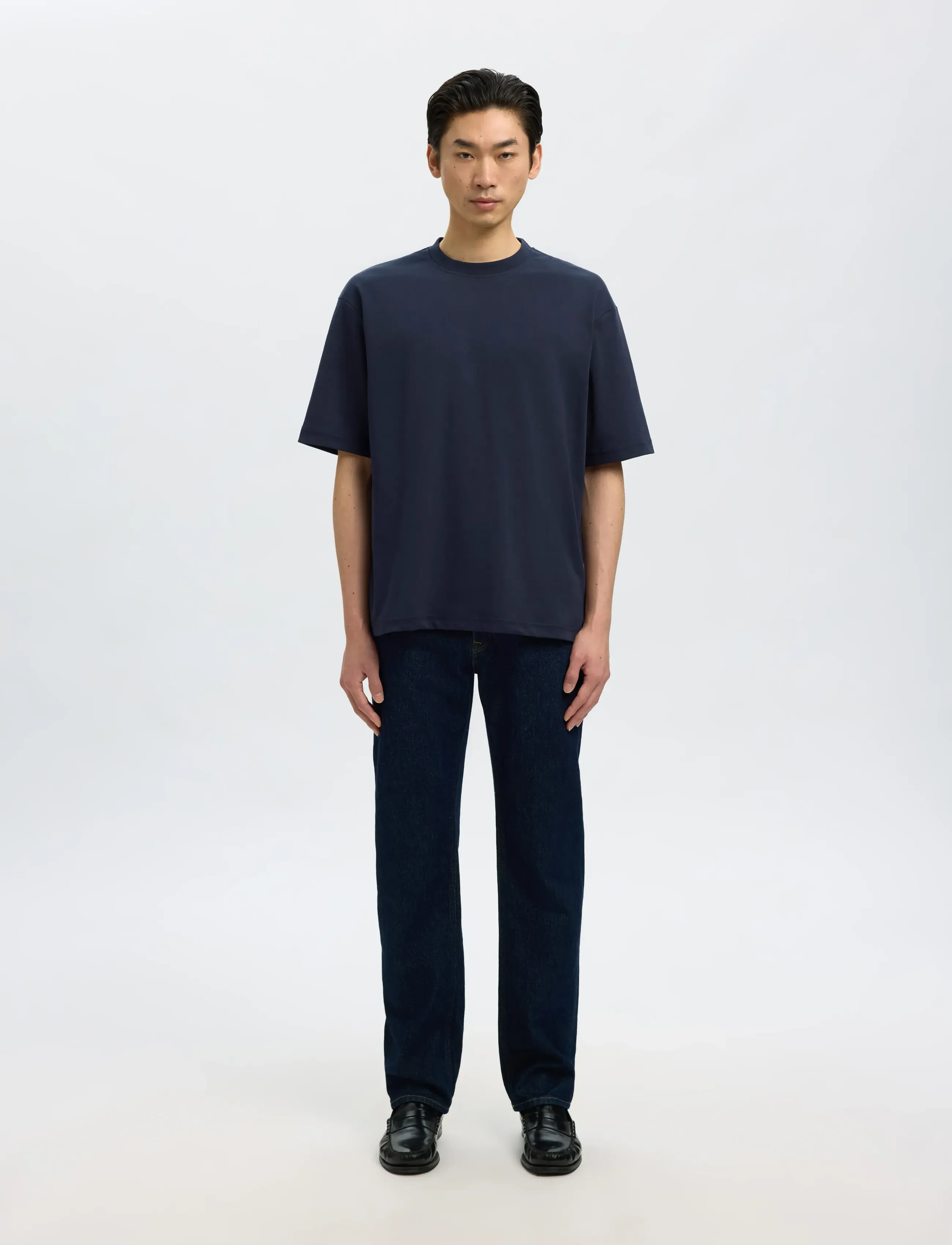 Selected - SLMLOOSEOSCAR SS O-NECK TEE NOOS - kortærmede t-shirts - sky captain - 4