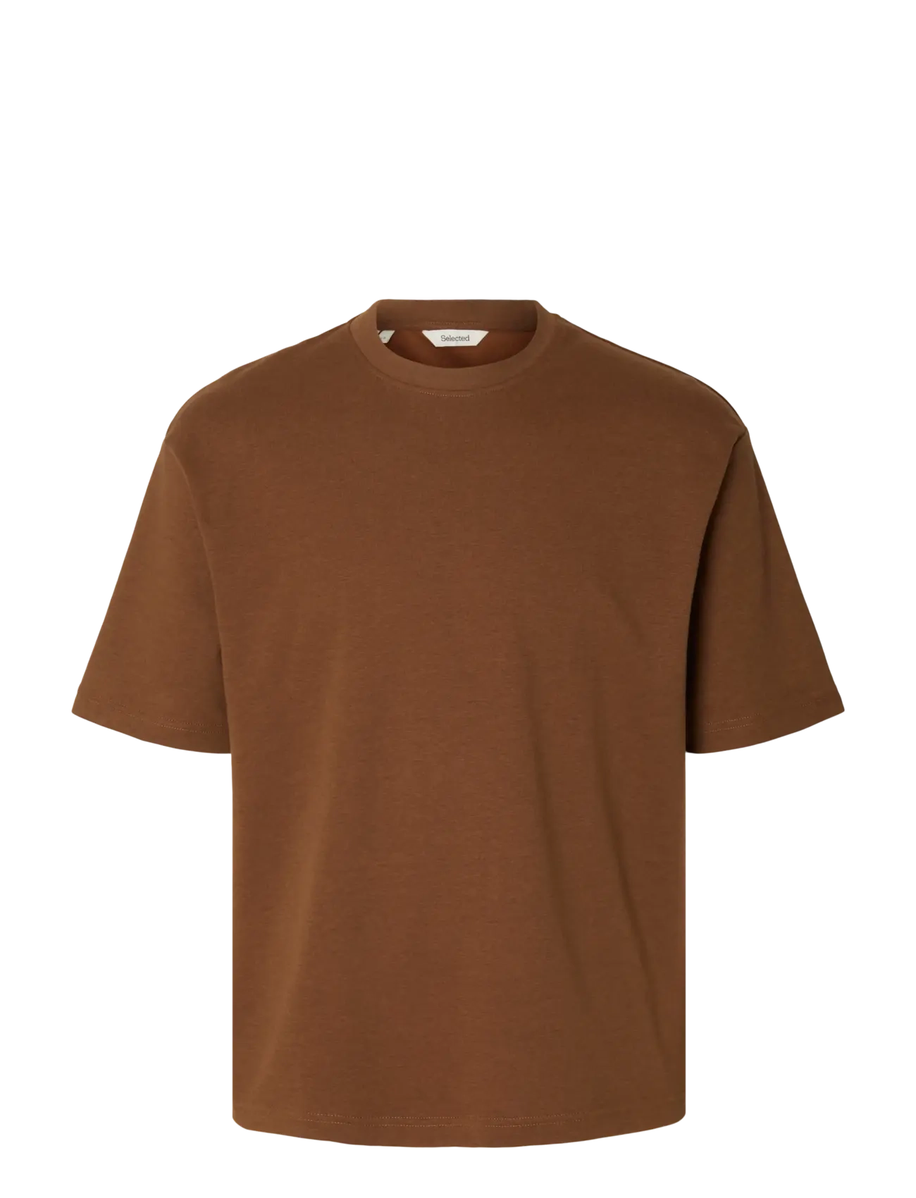 SELECTED Slmlooseoscar Ss O-Neck Tee Noos Braun - M - Herren