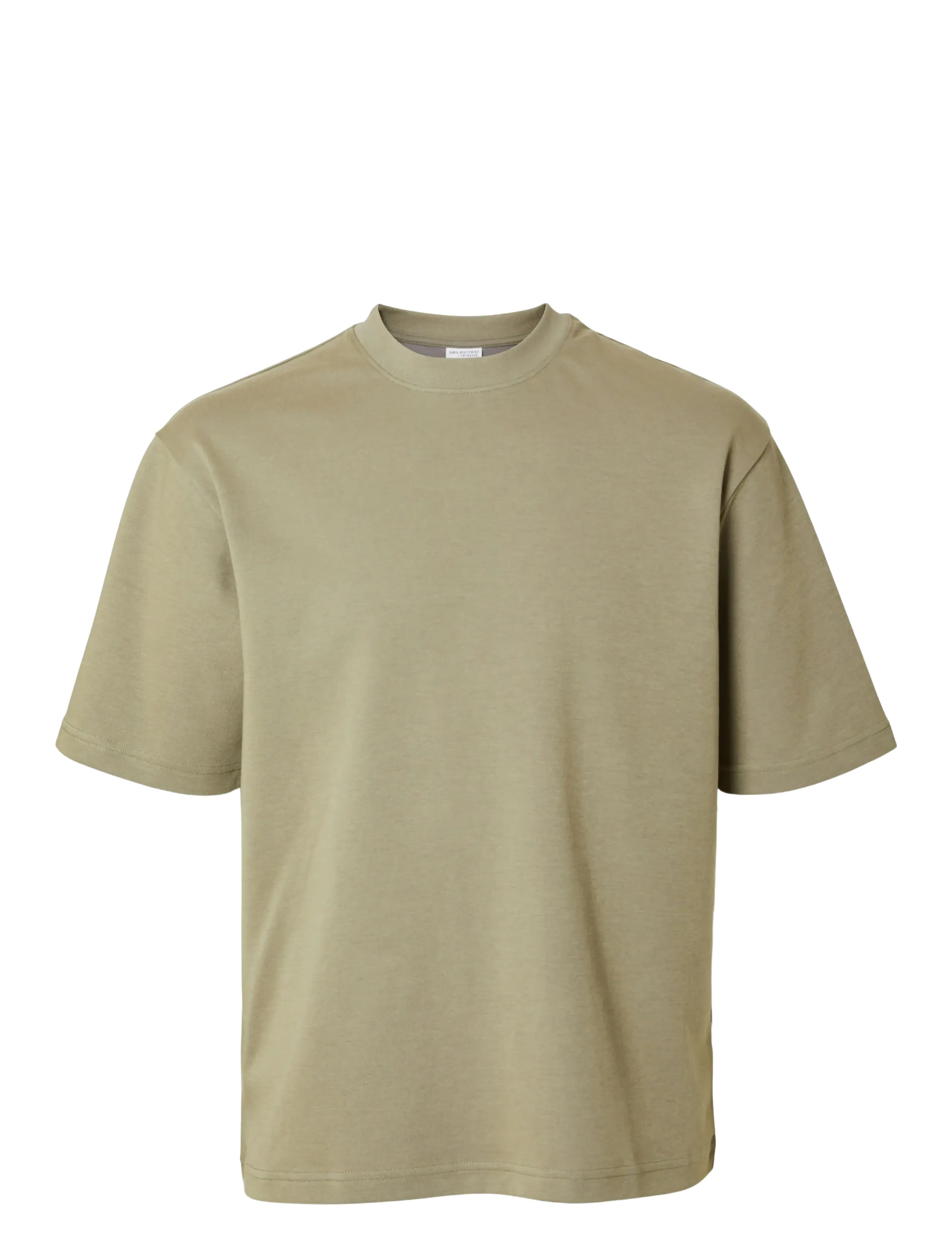 Selected SLMLOOSEOSCAR SS O-NECK TEE NOOS - T-shirts - VETIVER / khaki/green