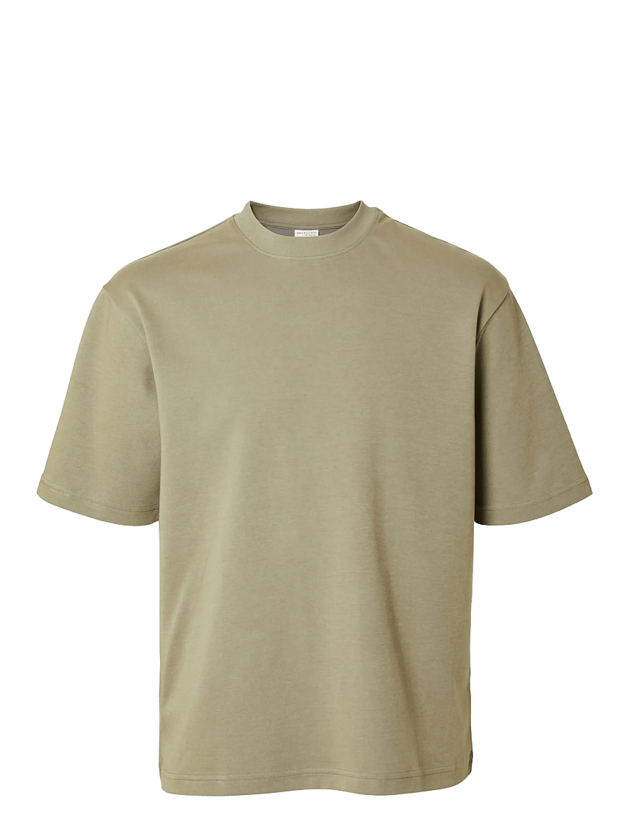 Selected - SLMLOOSEOSCAR SS O-NECK TEE NOOS - kurzärmelige t-shirts - vetiver - 1