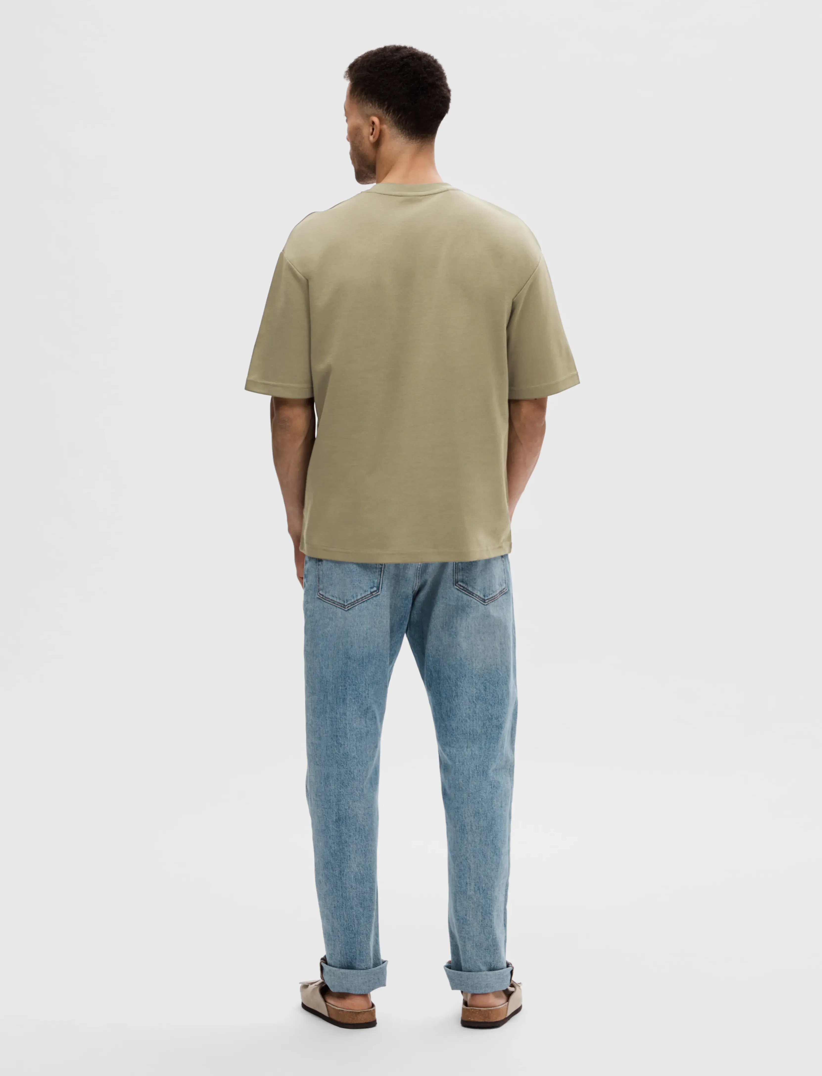 Selected - SLMLOOSEOSCAR SS O-NECK TEE NOOS - kortærmede t-shirts - vetiver - 2